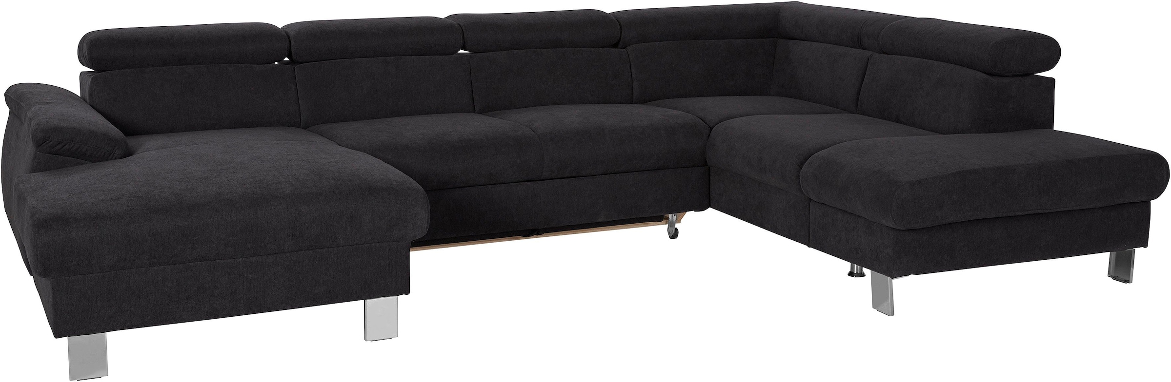 COTTA Polstergarnitur »Komaris«, (Set), Set: bestehend aus Wohnlandschaft und Hocker, Kopfteilverstellung