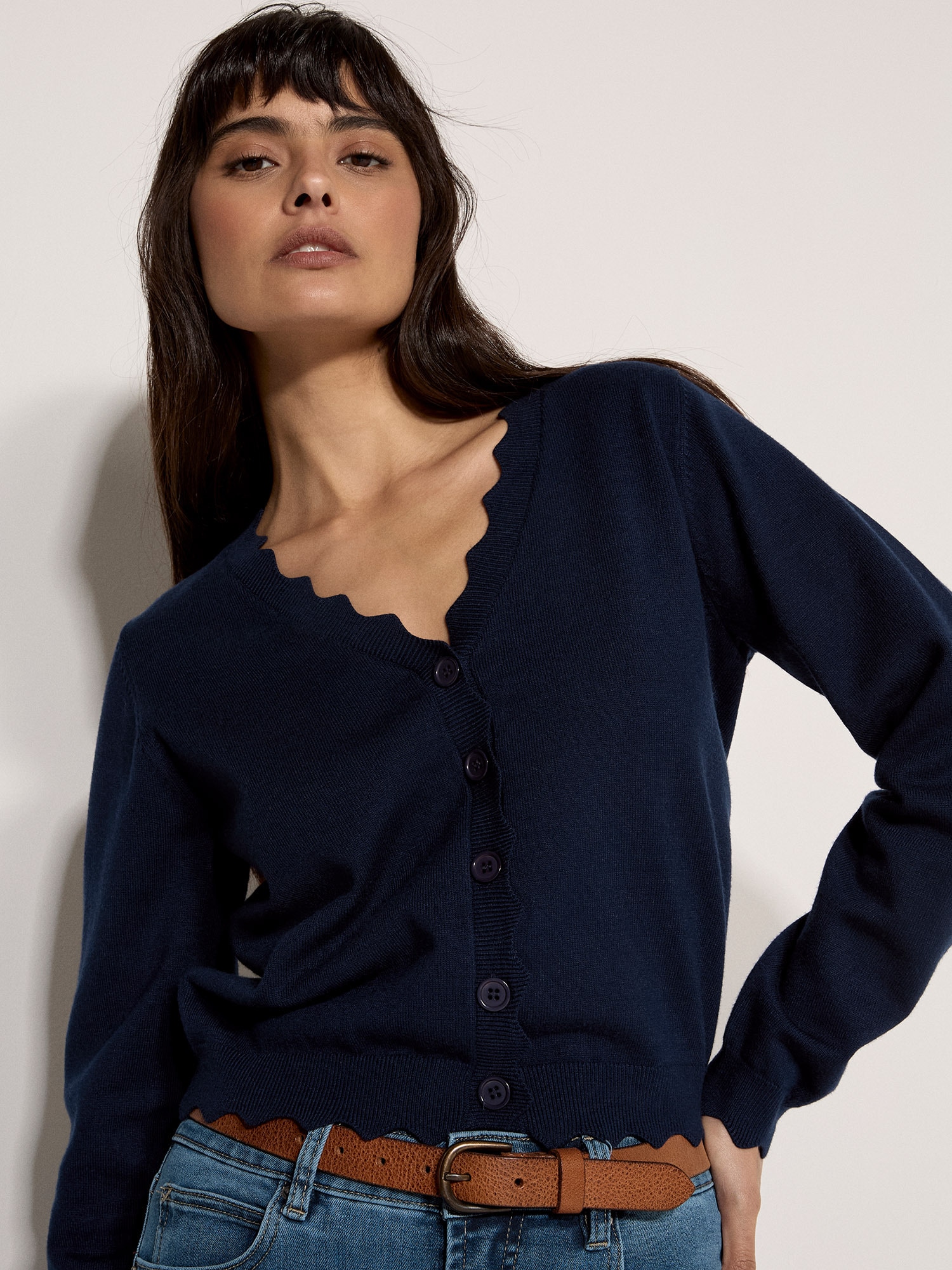 Apricot Cardigan "Strickjacke mit Wellenkante" Einfarbig