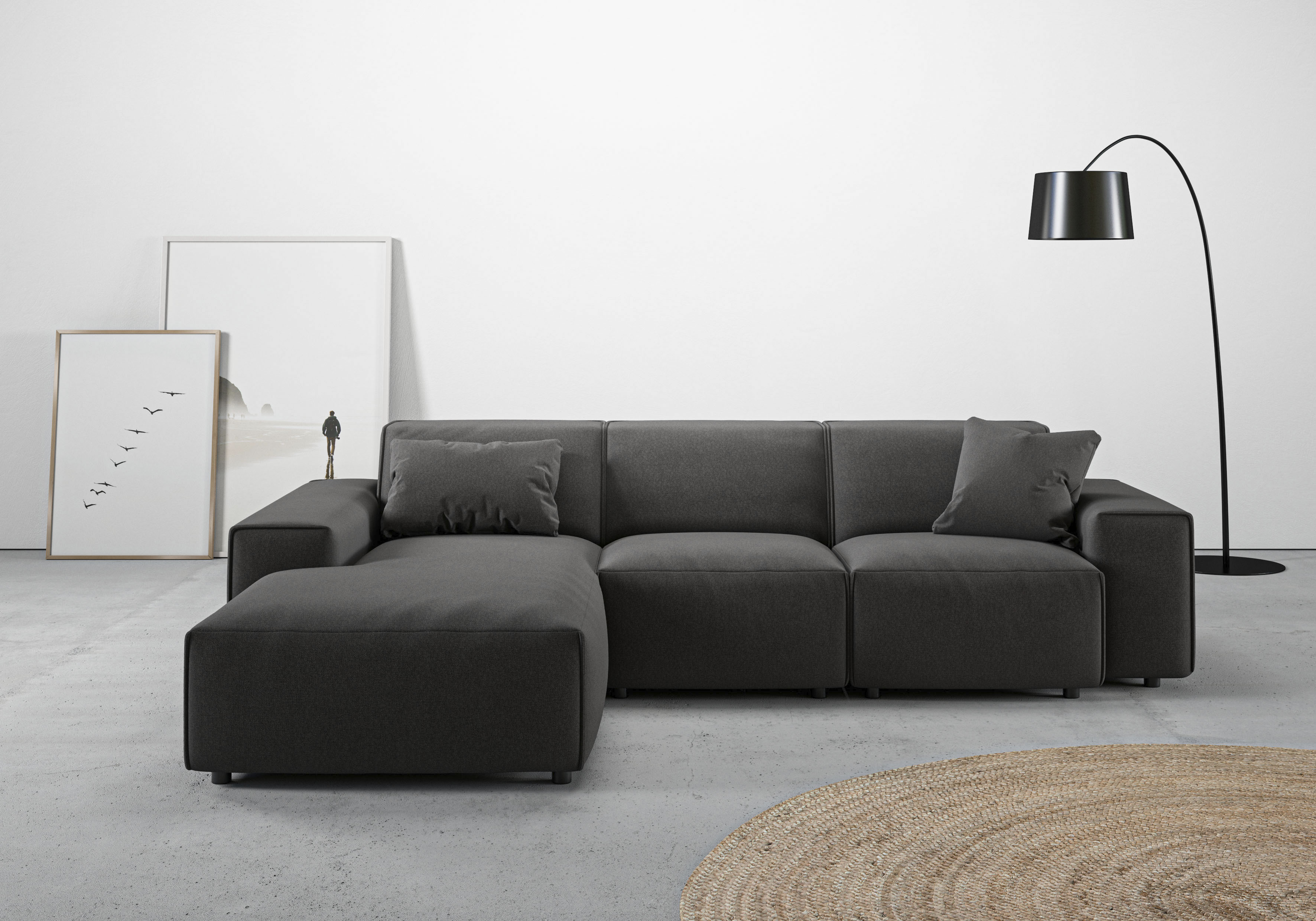 Home affaire Ecksofa "Glimminge L-Form auch in Breitcord, Feincord + Easy care-Bezug," Breite 264, Zierkissen