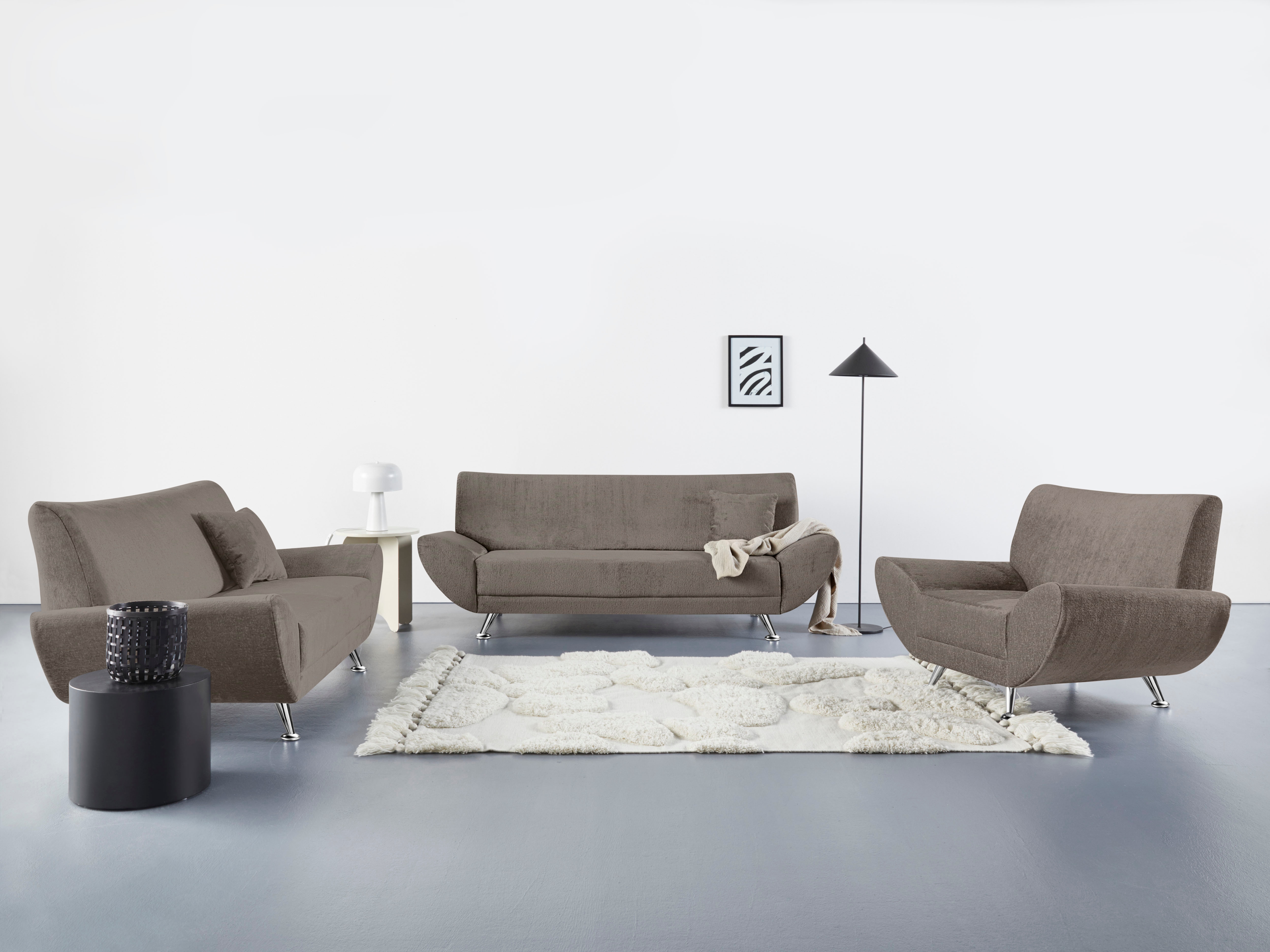 Home affaire Polstergarnitur "Saltare elegant & komfortabel, 3-2-1, bequem, Designfuß" 3 Stk. tlg.