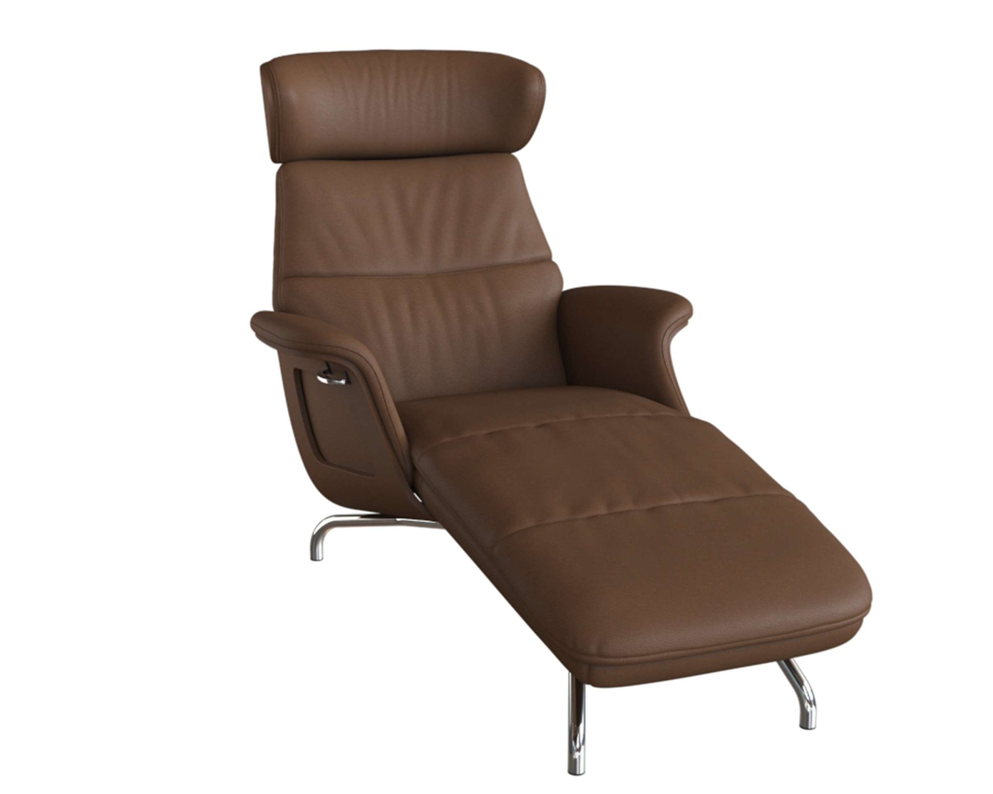 FLEXLUX Loungesessel "Clement Chaislongue, Relaxstuhl, Liegesessel,", Rücken- & Kopfteilverstellung, Armlehne, Walnuss, 