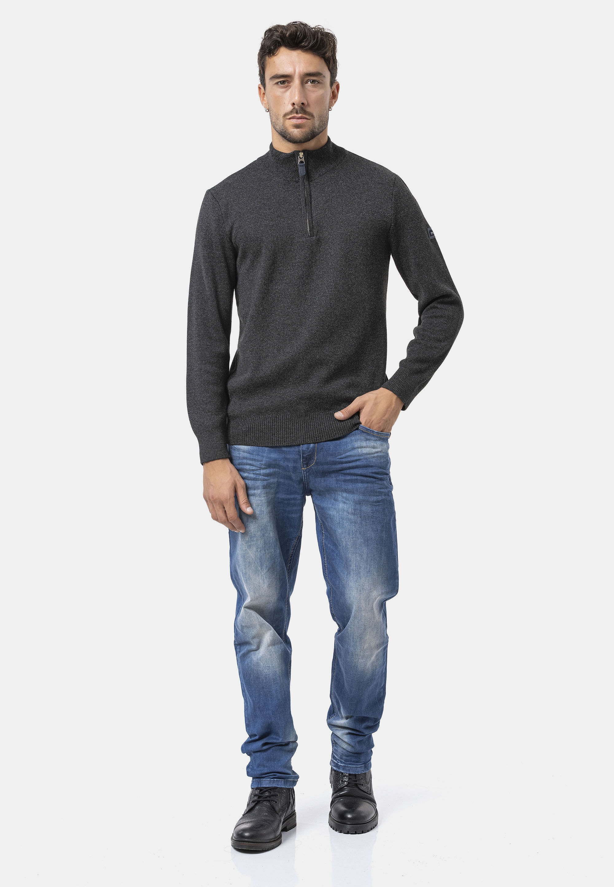 Cipo & Baxx Strickpullover »CP290« 1 Stk. tlg. aus reiner Baumwolle