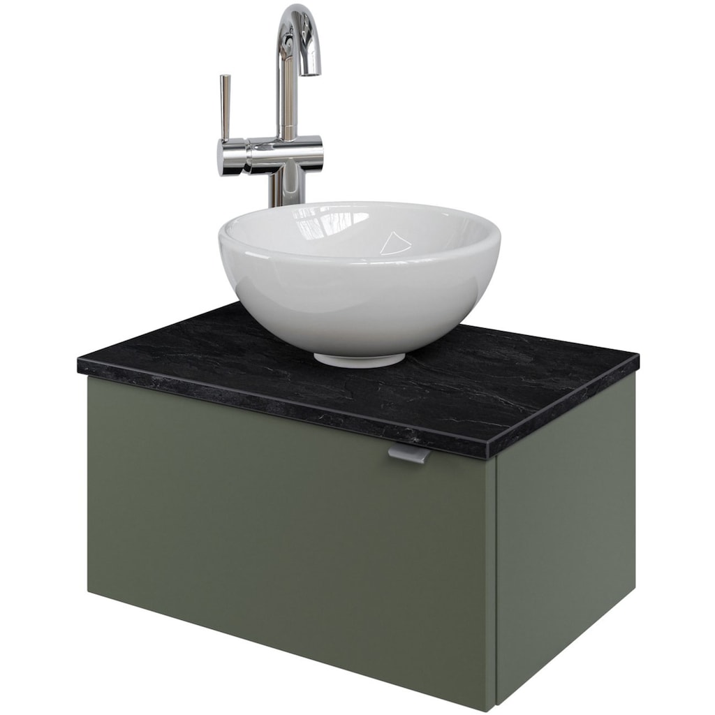 Saphir Waschtisch »Serie 6915 Waschschale mit Unterschrank für Gästebad, Gäste WC«, 51 cm mit Keramik-Aufsatzbecken und 1 Tür