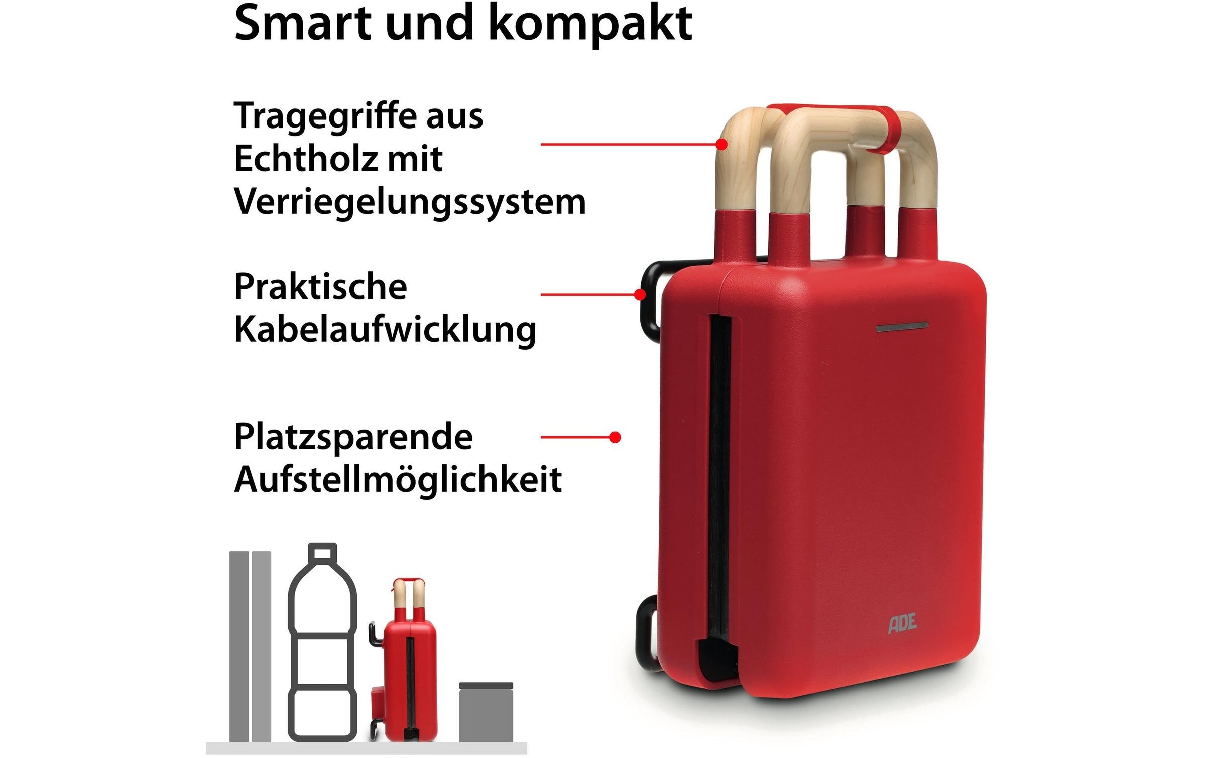 ADE Waffeleisen »Rot« 600 W