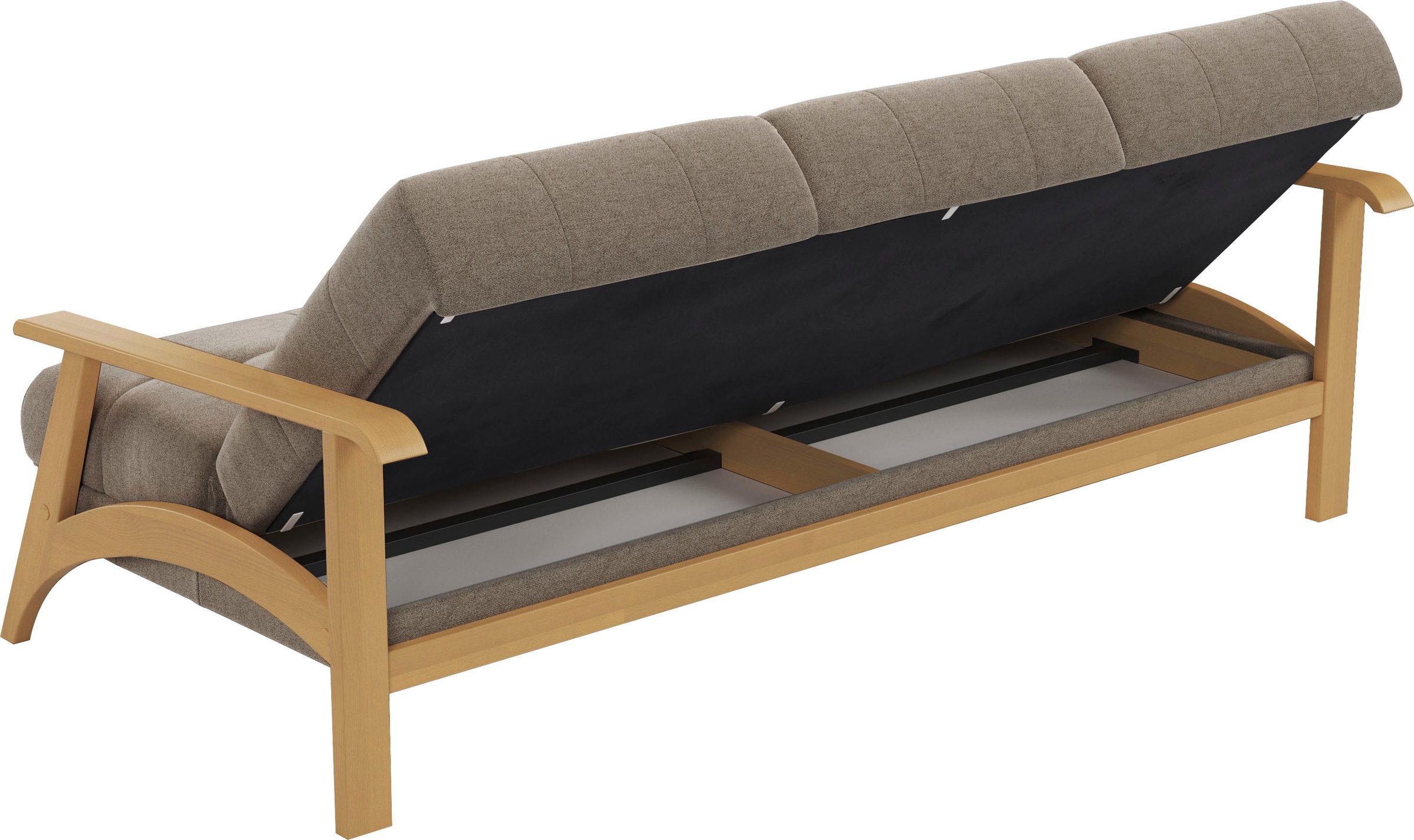 sit&more 3-Sitzer »Billund«, Armlehnen aus eichefarbigem Buchenholz, verschiedene Bezüge und Farben