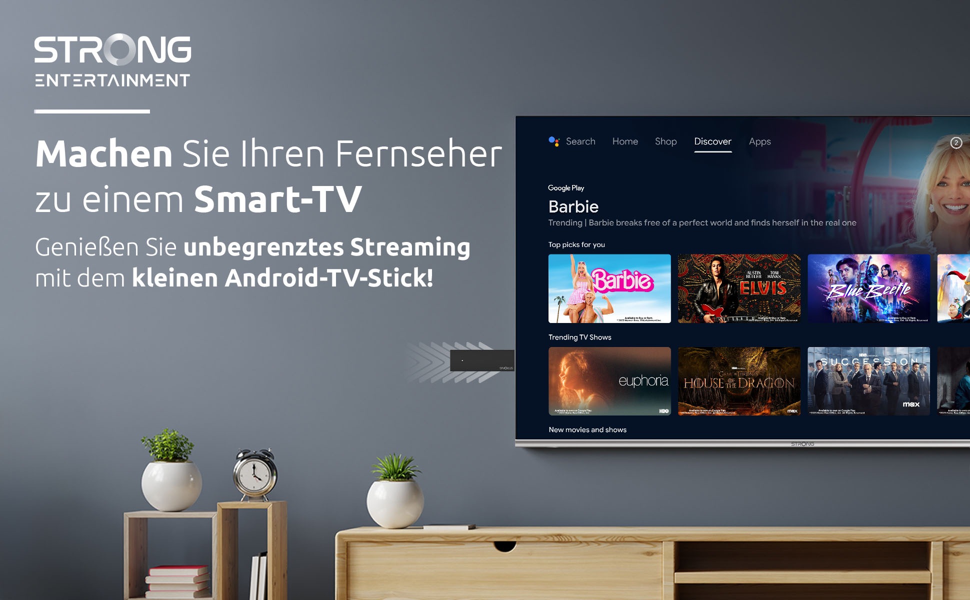 Strong Streaming-Stick »LEAP-UNA«, Video-Streaming: Netflix, Youtube, Amazon Prime Video, Disney+