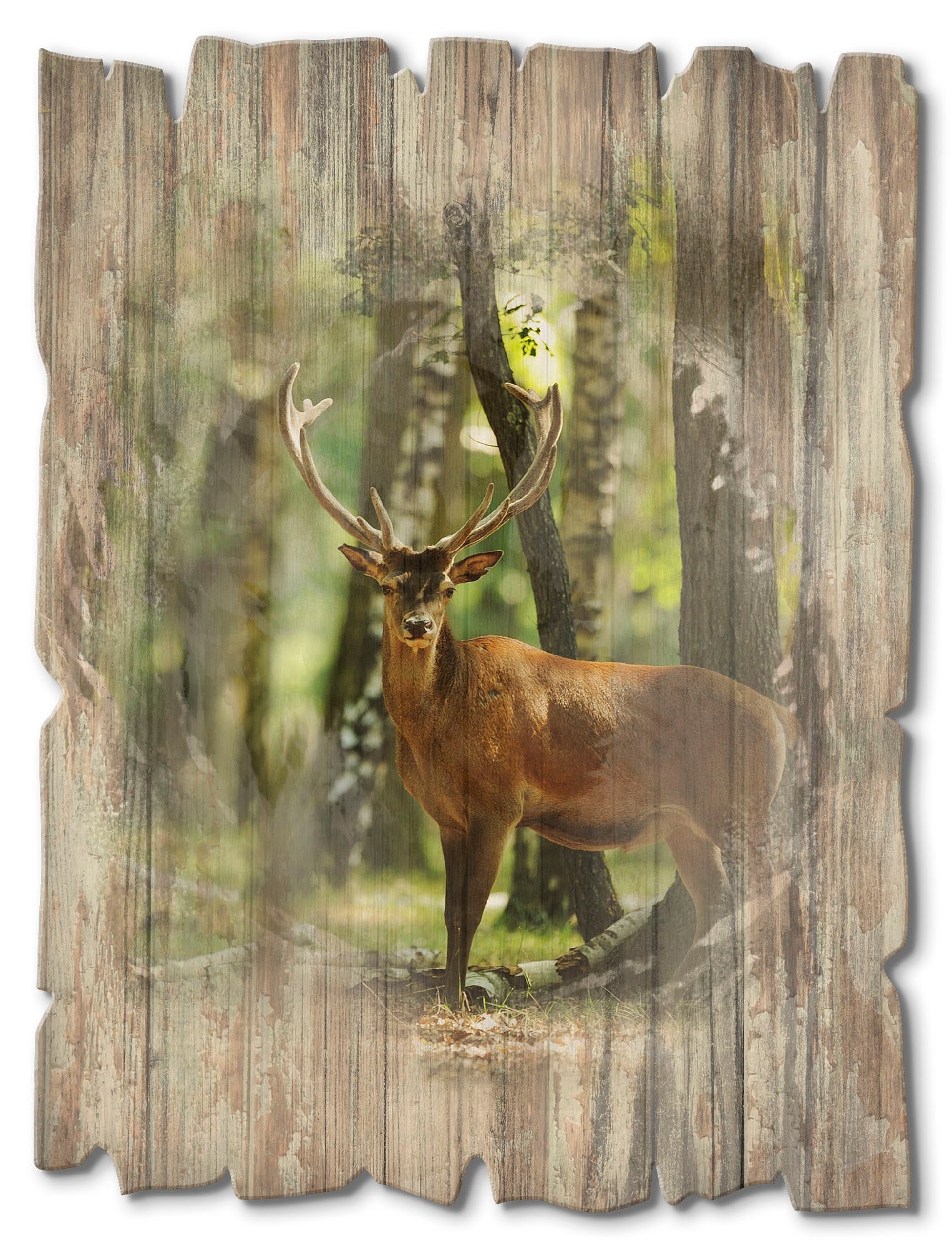 Artland Holzbild "Hirsch 4 - Wald", Wildtiere, (1 St.)