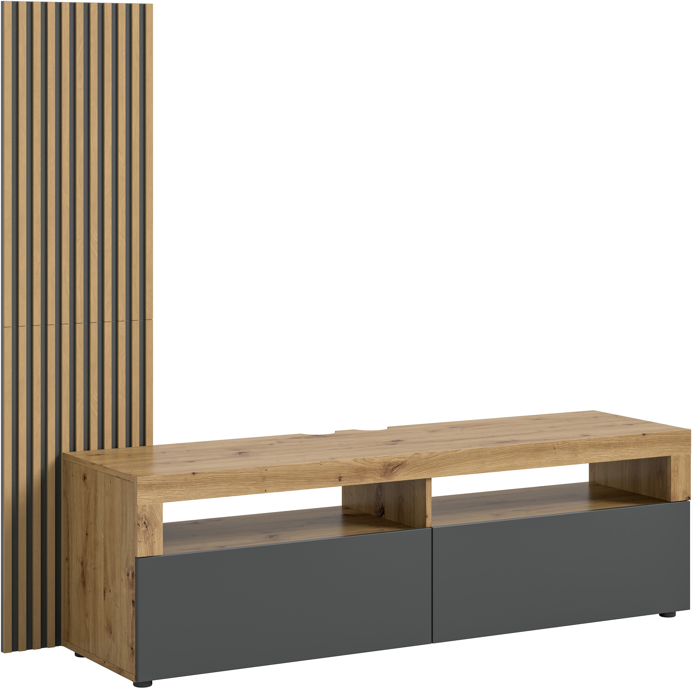 INOSIGN Lowboard »Telli, Breite 160 cm, mit 2 Paneelen, 2 Klappen & 2 offenen Fächern«, TV-Board, TV-Möbel, Media-Möbel, Fernsehschrank