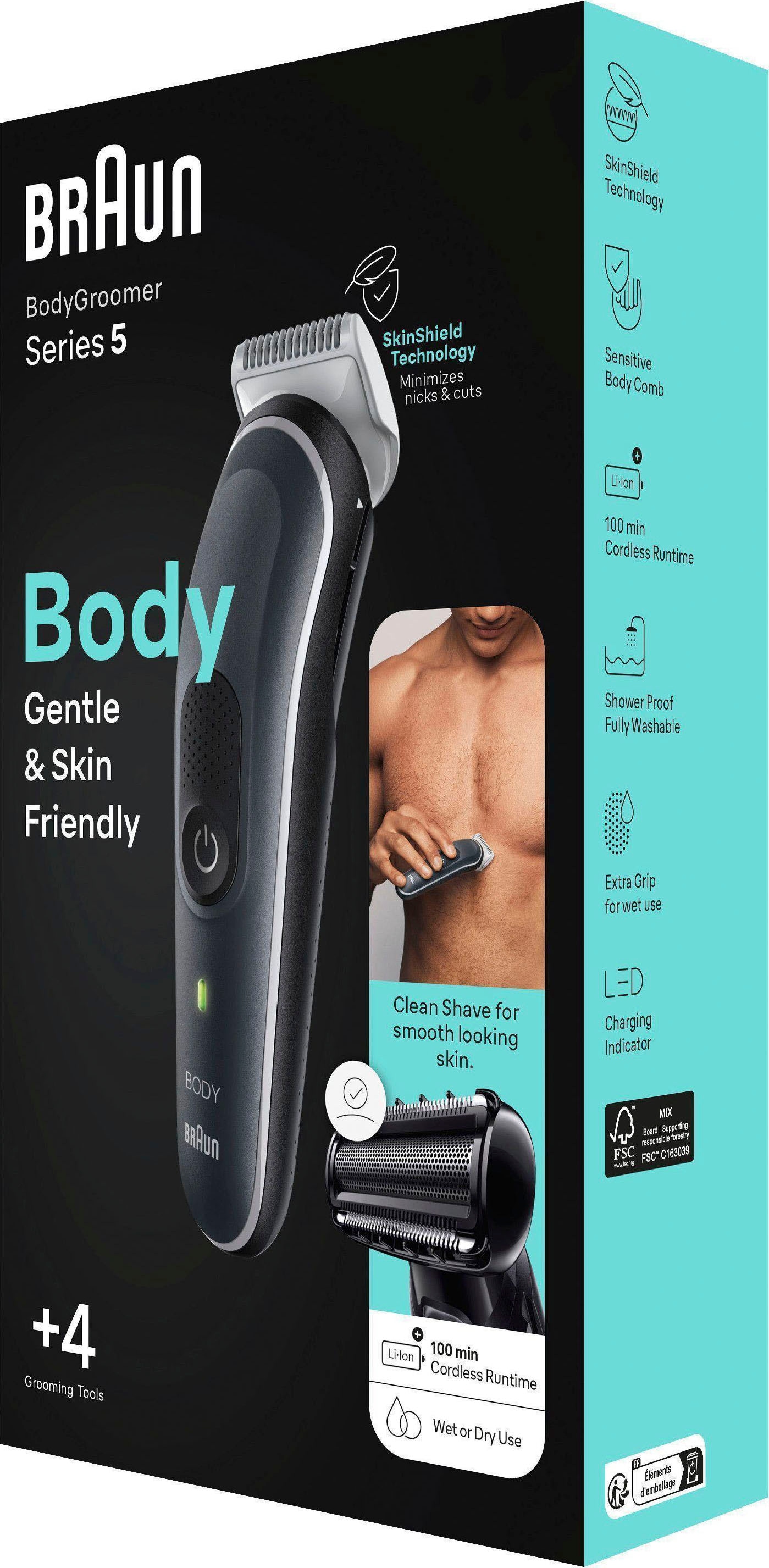 Braun Haarschneider »Bodygroomer 5370«, Wasserdicht, 100 Min. Laufzeit