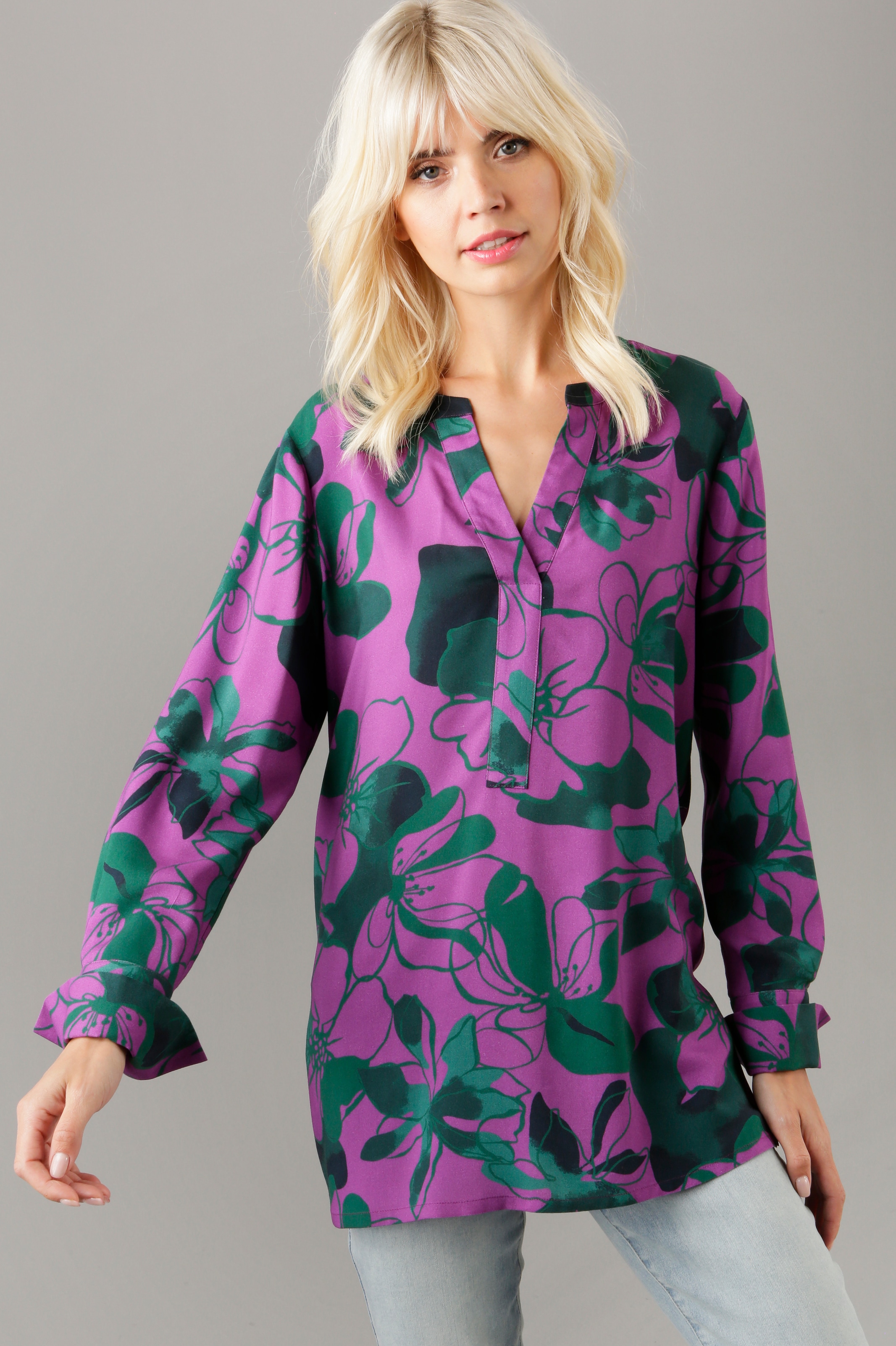 Aniston SELECTED Farbkombination NEUE KOLLEKTION | Longbluse, kaufen für BAUR mit aufregender Blütendruck - in