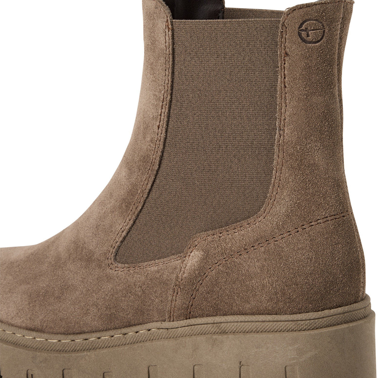 Tamaris Chelseaboots, Plateau, Stiefelette, Schlupfschuh mit T-Logoprägung