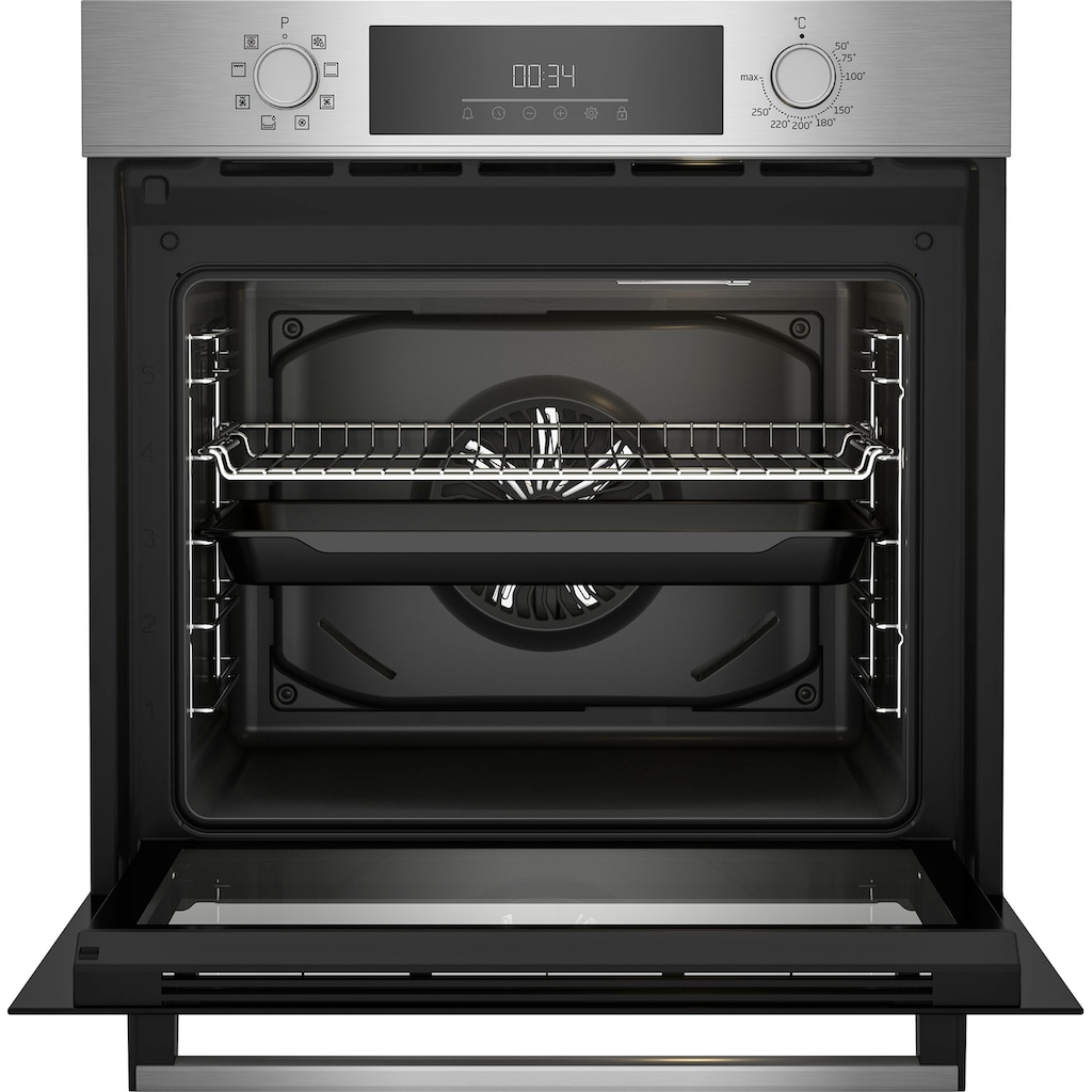 BEKO Backofen-Set »BBSM12340X«, BBSM12340X, mit Teleskopauszug nachrüstbar, Simple Steam Reinigungsfunktion