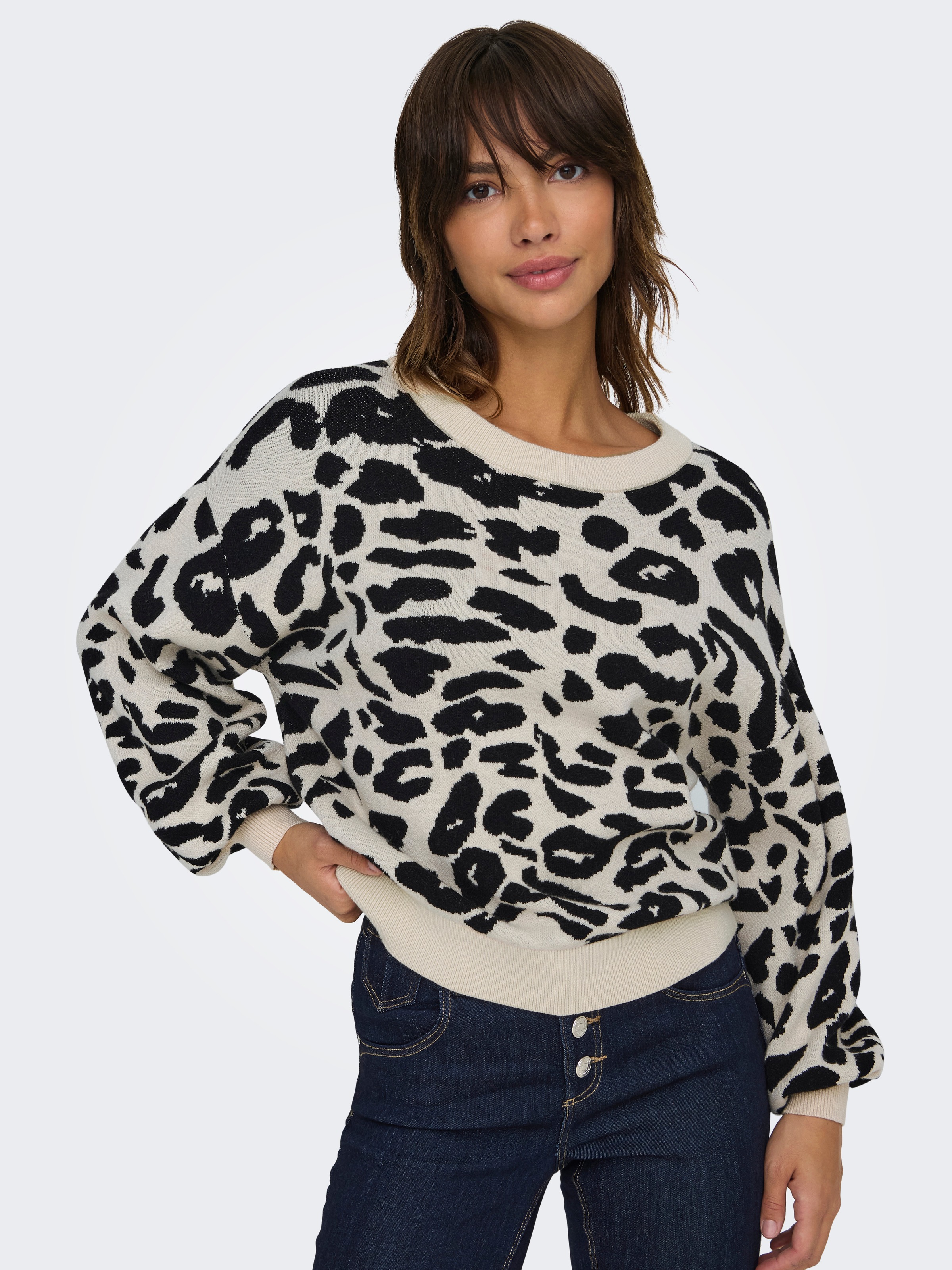 ONLY Rundhalspullover »ONLLIMA LIFE LS JQ O-NECK KNT«, mit Jaquard Strickmuster