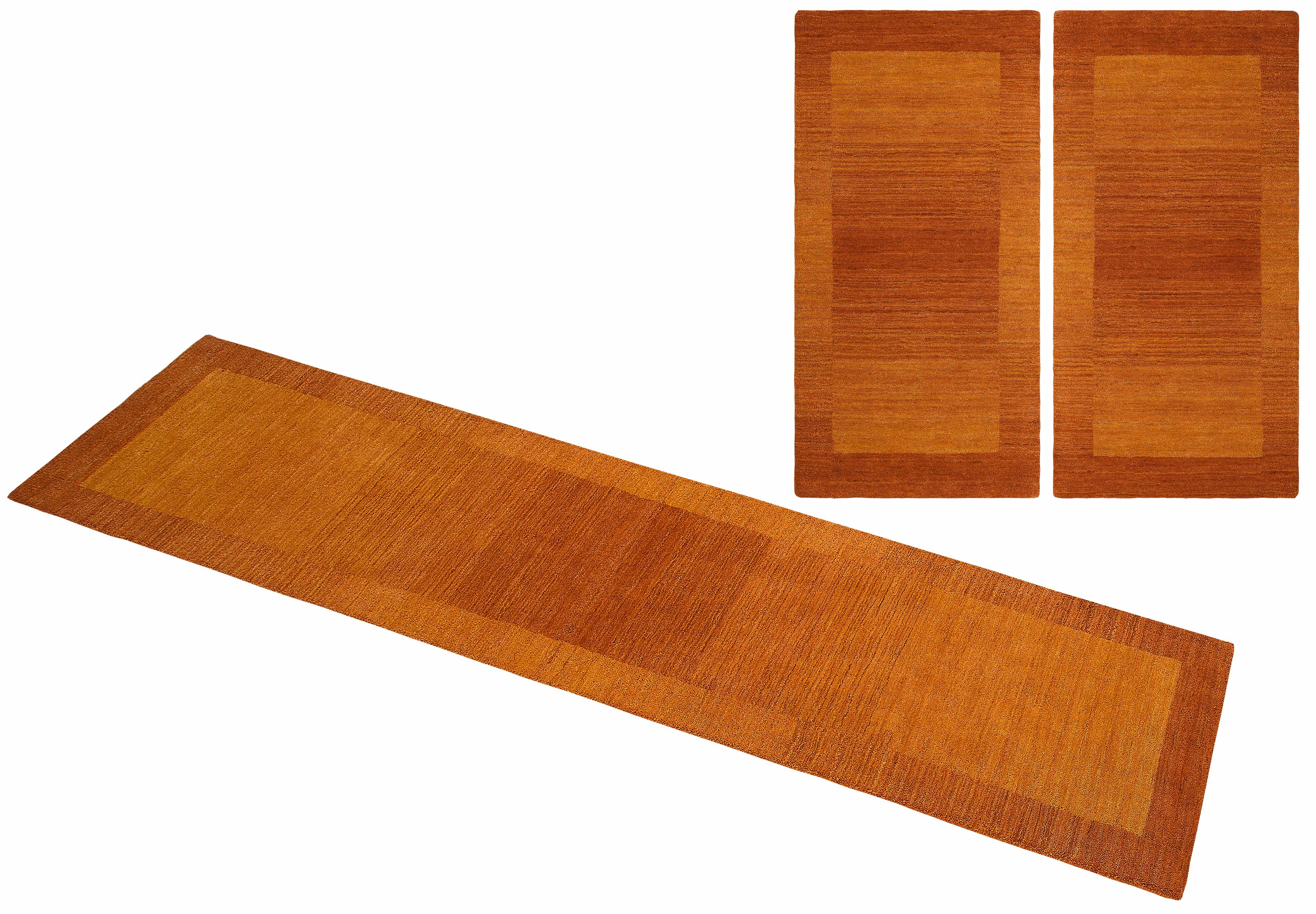 Bettumrandung THEKO, H:9mm, braun, Obermaterial: 100% Wolle, Schlafzimmer, Bettumrandungen, "Gabbeh Super, Handweb, Teppich, Bordüre, reine Wolle",