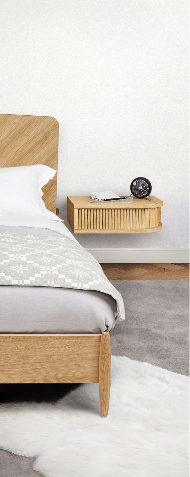 Woodman Nachttisch "Farsta, Nako, Nachtkommode" Made in Europe, in 3 Farben, mit Tambourschiebetüren, mit Eichenholz furniert, FSC