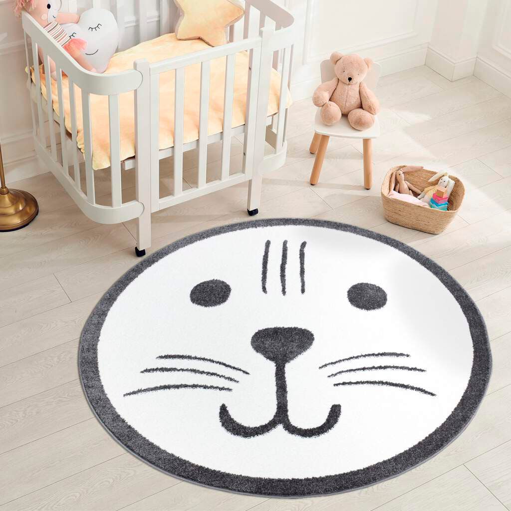 Carpet City Kinderteppich "ANIME918", rund, 11 mm Höhe, Kinderzimmer Teppich Modern mit lustigen Cartoon-Figuren, Multi