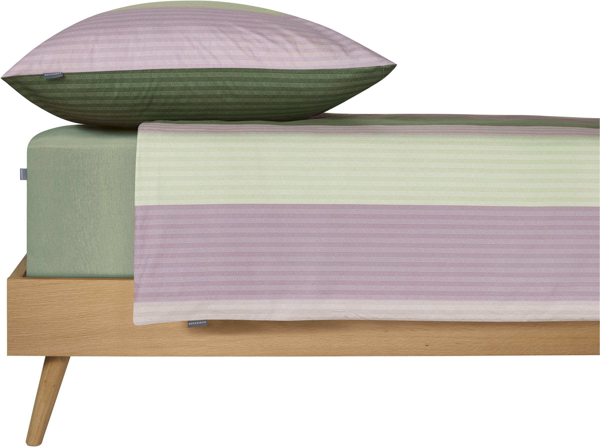 Schiesser Wendebettwäsche »Vendi aus weicher Baumwolle mit lebhaften Streifen« 2 Stk. tlg. Made in Green