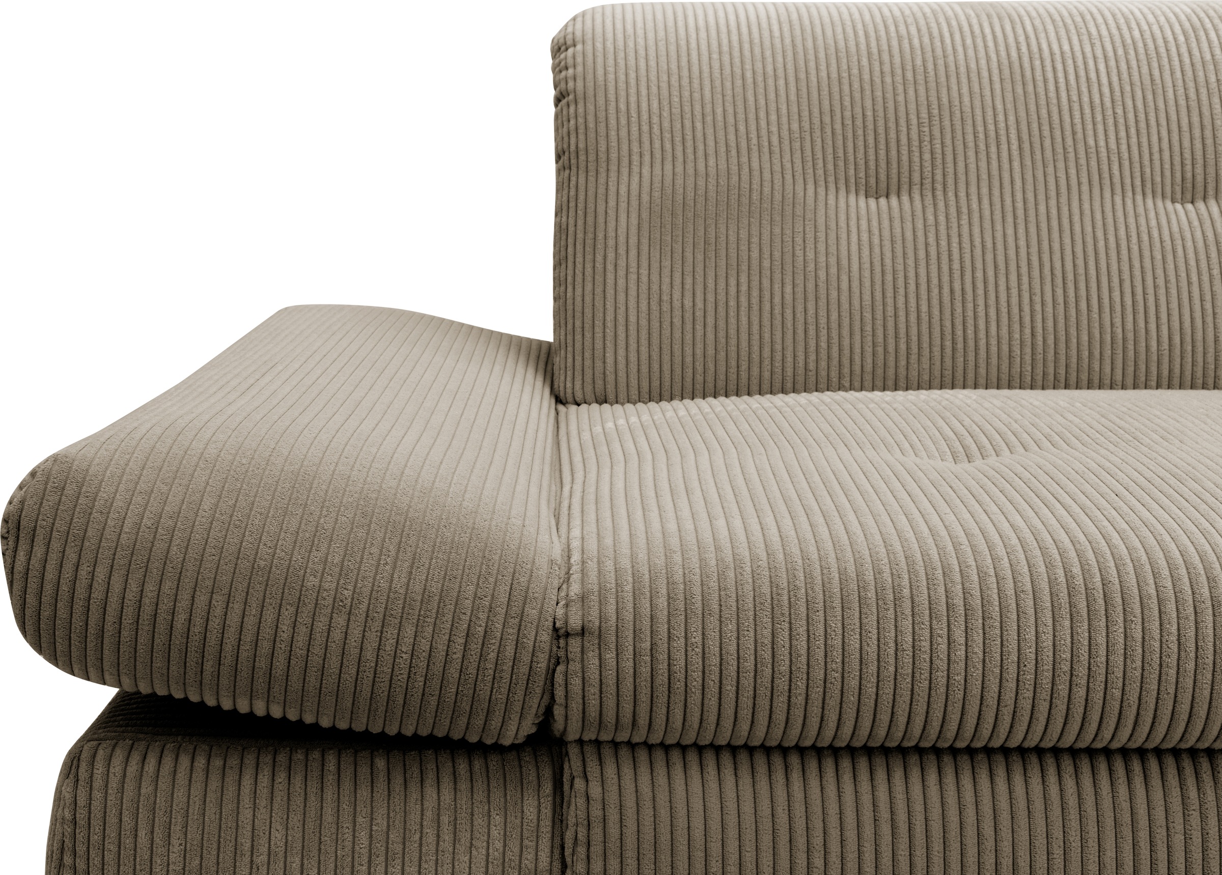 DOMO collection Ecksofa »Moric, L-Form, XXL-Sofa - Breite 300cm«, wahlweise mit Bettfunktion und Armteilverstellung, Cord