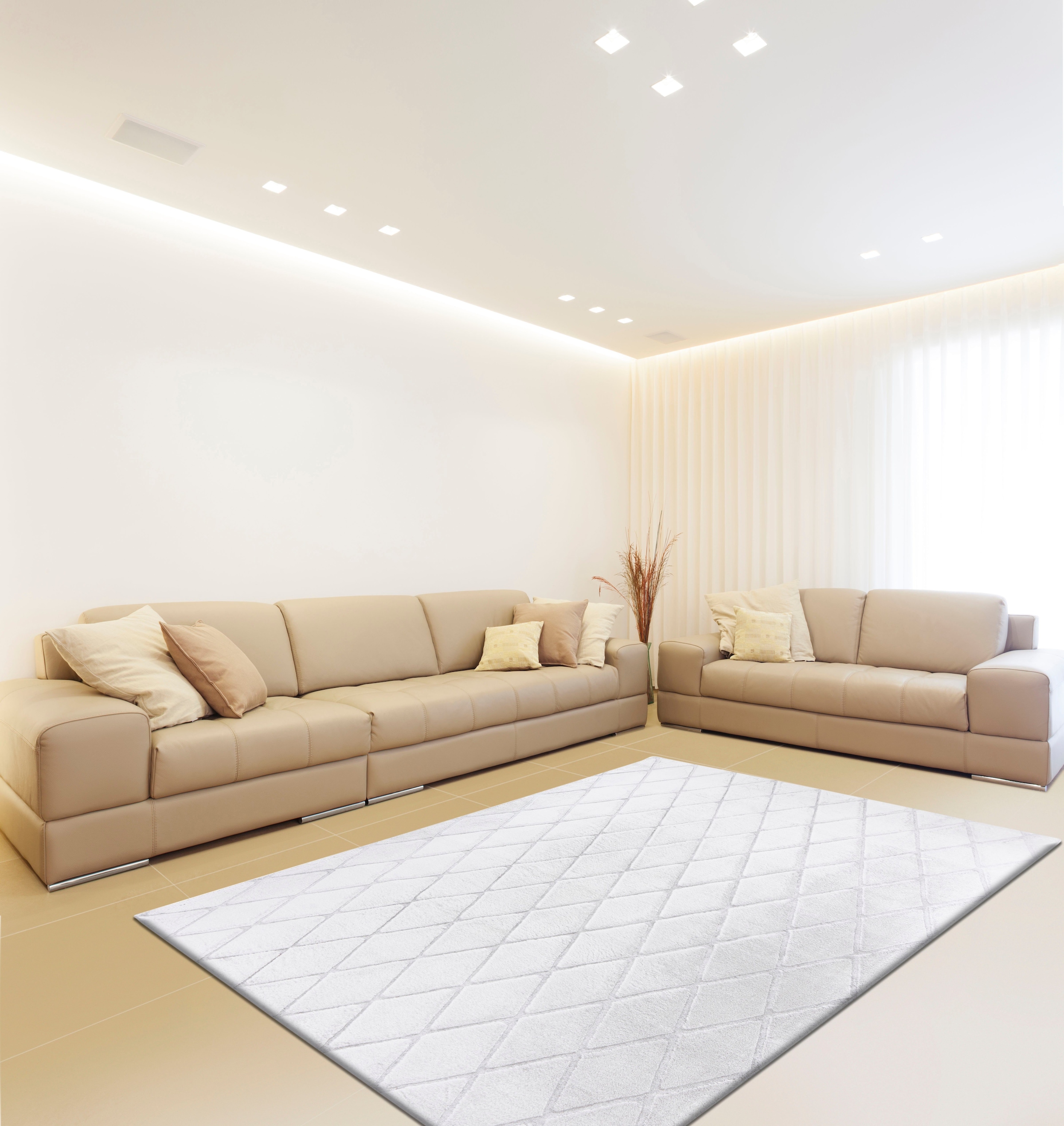 calo-deluxe Teppich »Jardan-2000«, rechteckig, 20 mm Höhe, besonders weich durch Microfaser, Rauten-Design