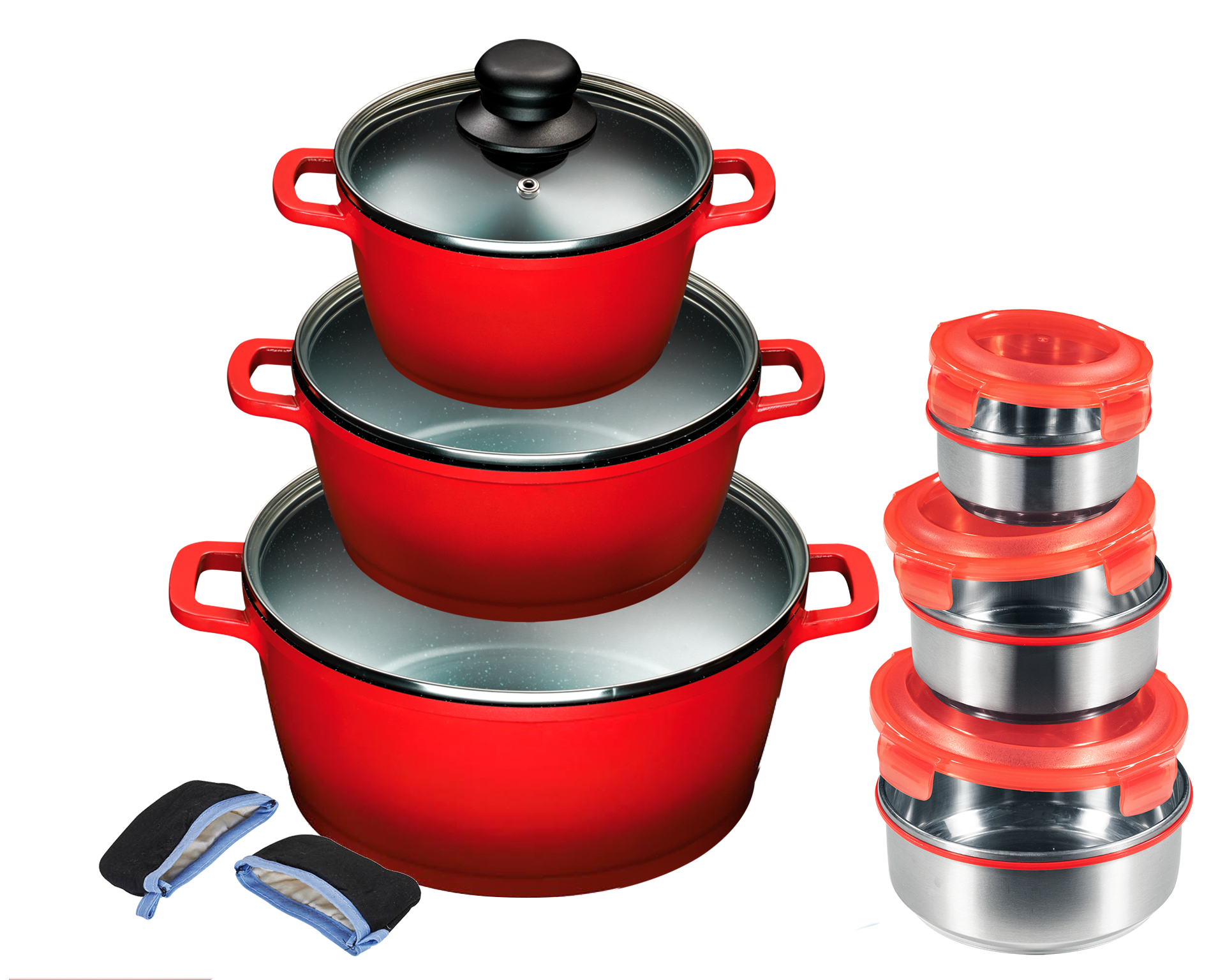 KING Topf-Set "ALUGUSS", silber, Töpfe, Glasdeckel, Induktion,Keramikantihaftbeschichtung