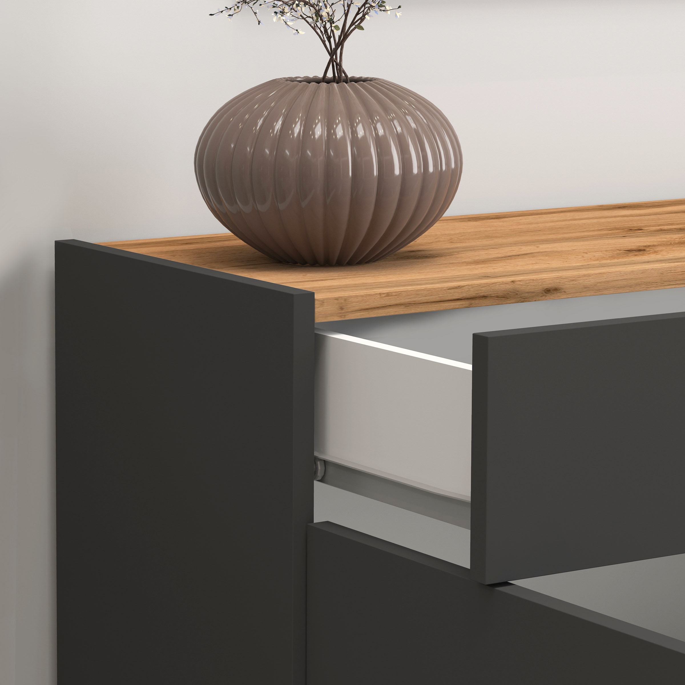 INOSIGN Sideboard »Garda, Kommode, Schrank, Kredenz«, 3 Türen, 1 Schublade, grifflos Breite 120,1 cm