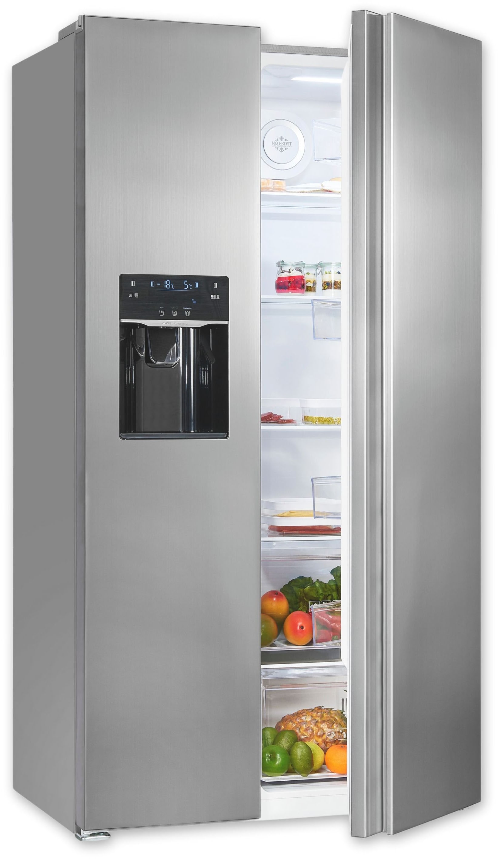 exquisit Side-by-Side "SBS520-CF-040E inoxlook" 177 cm hoch 90 cm breit günstig online kaufen