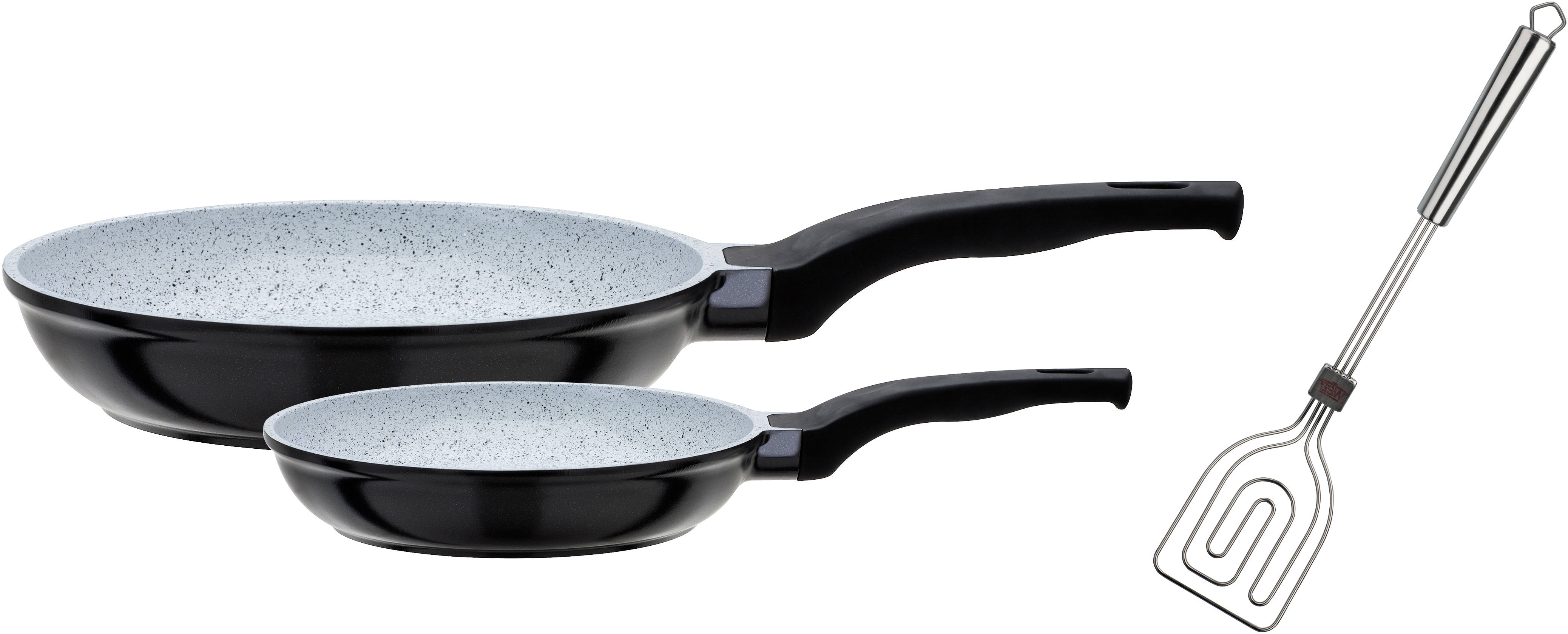 GSW 1100000002199 "CERAMICA Stone" Aluminiumguss Set, 1x Bratpfanne Ø 20 cm, 1x Bratpfanne Ø 28 cm, 3 Stk. tlg. Induktion