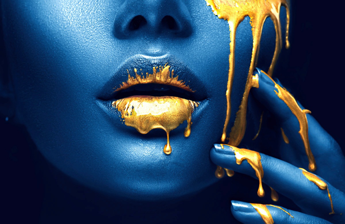 Fototapete »GOLDENE LIPPEN-SCHMUCK ART DESIGN ABSTRAKT MUSTER KUNST«