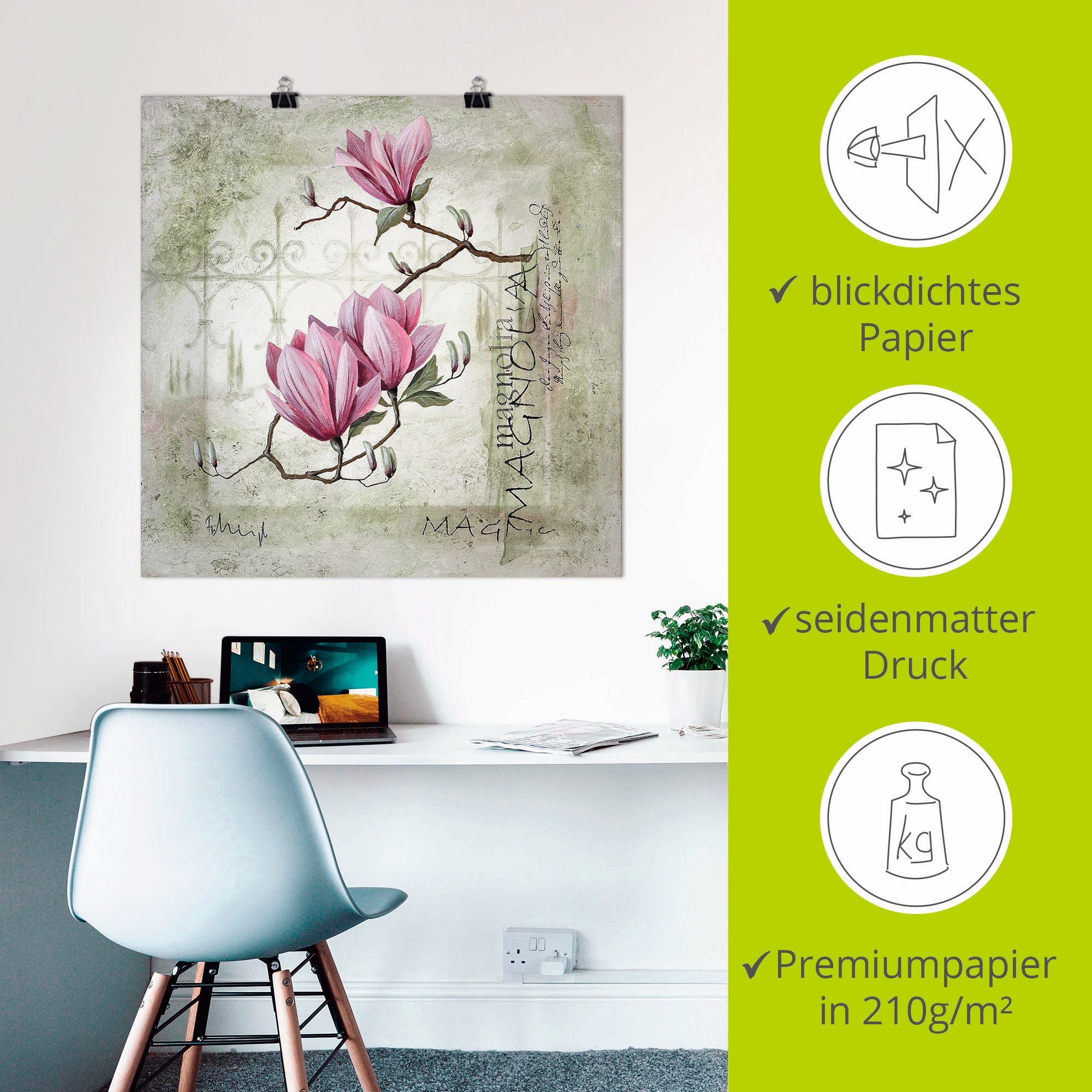Artland Wandbild »Pinke Magnolie«, Blumen, (1 St.), als Leinwandbild, Poster, Wandaufkleber in verschied. Größen
