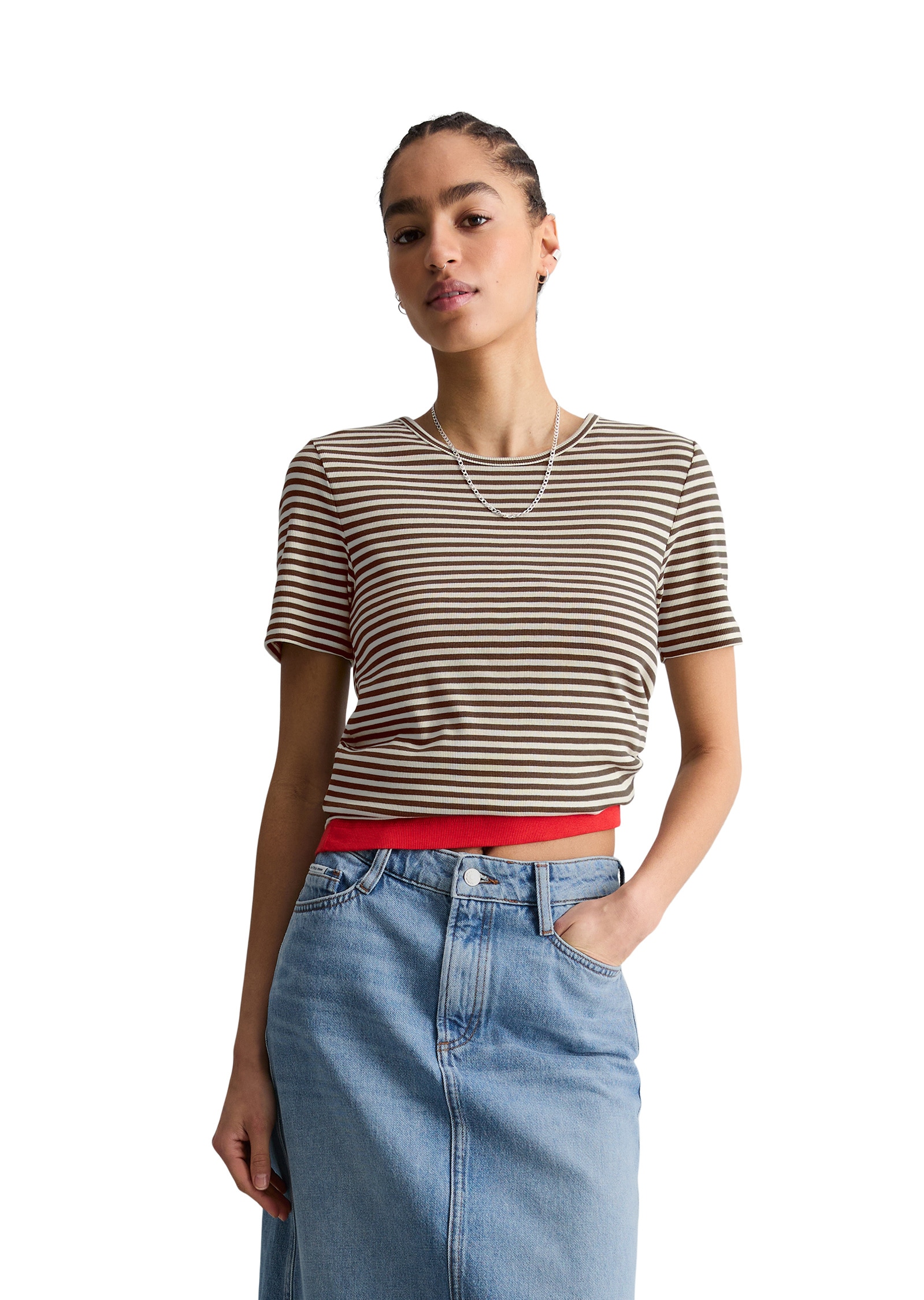 Marc OPolo DENIM T-Shirt "aus Rippjersey" günstig online kaufen