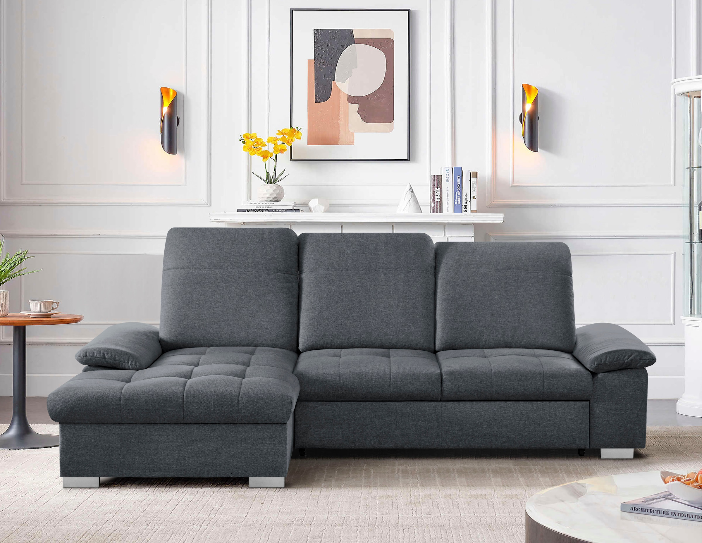 CALIZZA INTERIORS Ecksofa | Kopfteilverstellung BAUR »Moli mit kaufen Sitztiefenverstellung Bettkasten, und I«