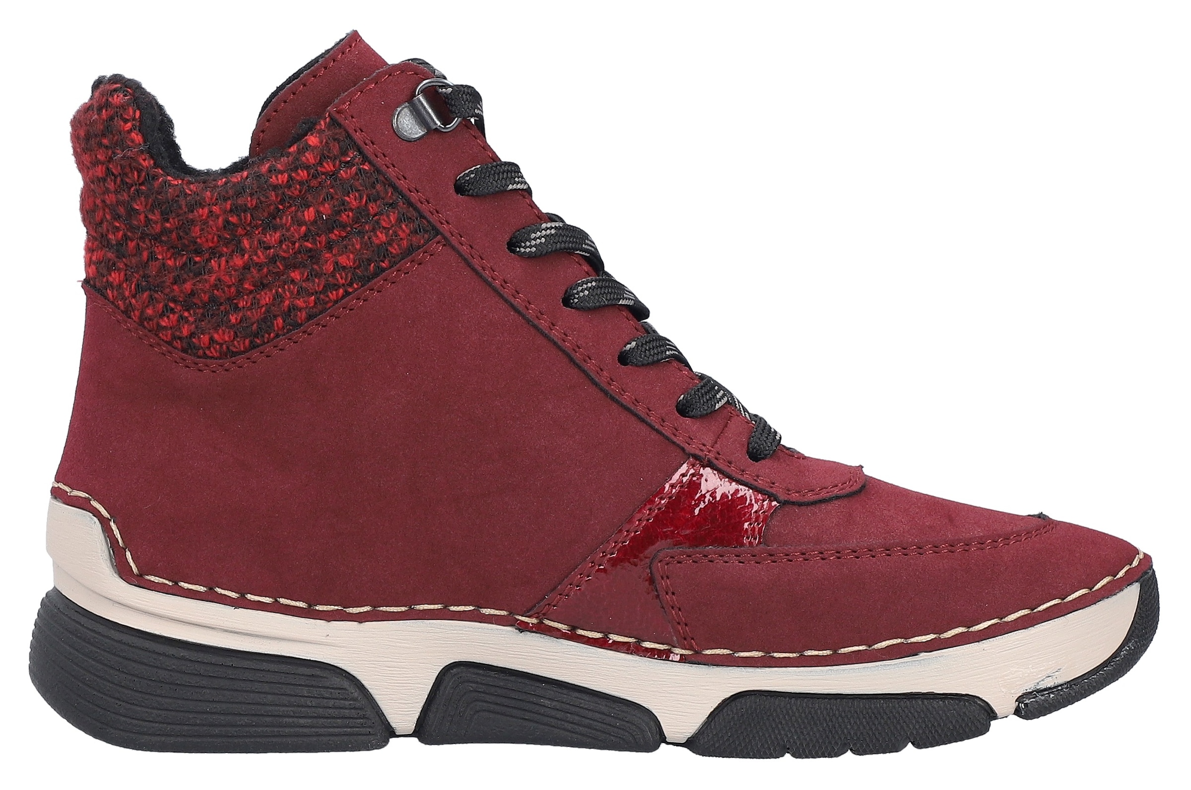Rieker Winterboots, Schnürstiefelette, Schnürboots mit Textil-Besatz am Schaftrand