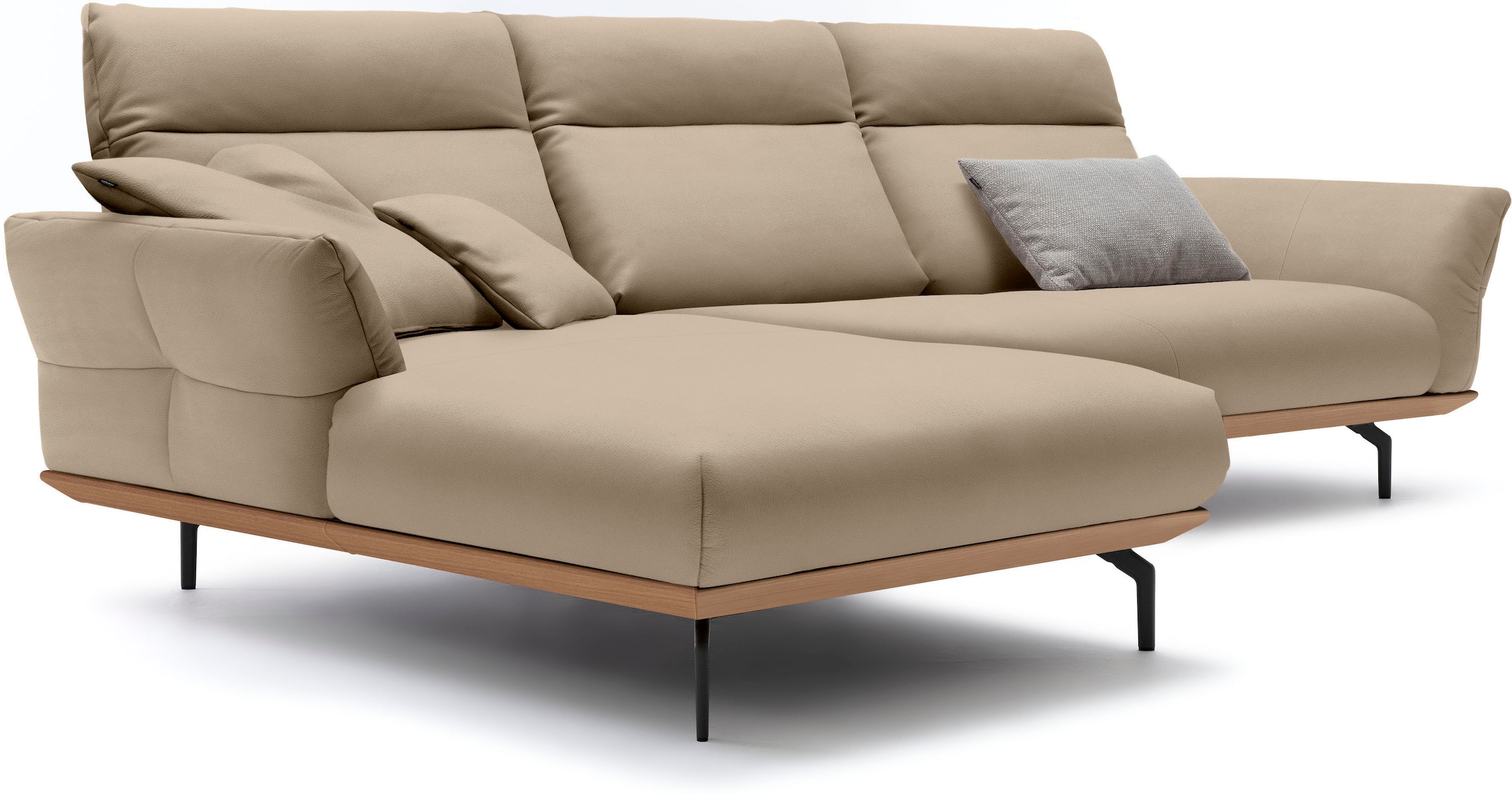Creation BY ROLF BENZ Ecksofa »CR.460«, Sockel in Eiche, Winkelfüße in Umbragrau, Breite 318 cm