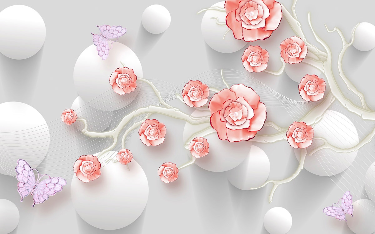 Papermoon Fototapete "Abstrakt 3D Effekt mit Blumen" günstig online kaufen
