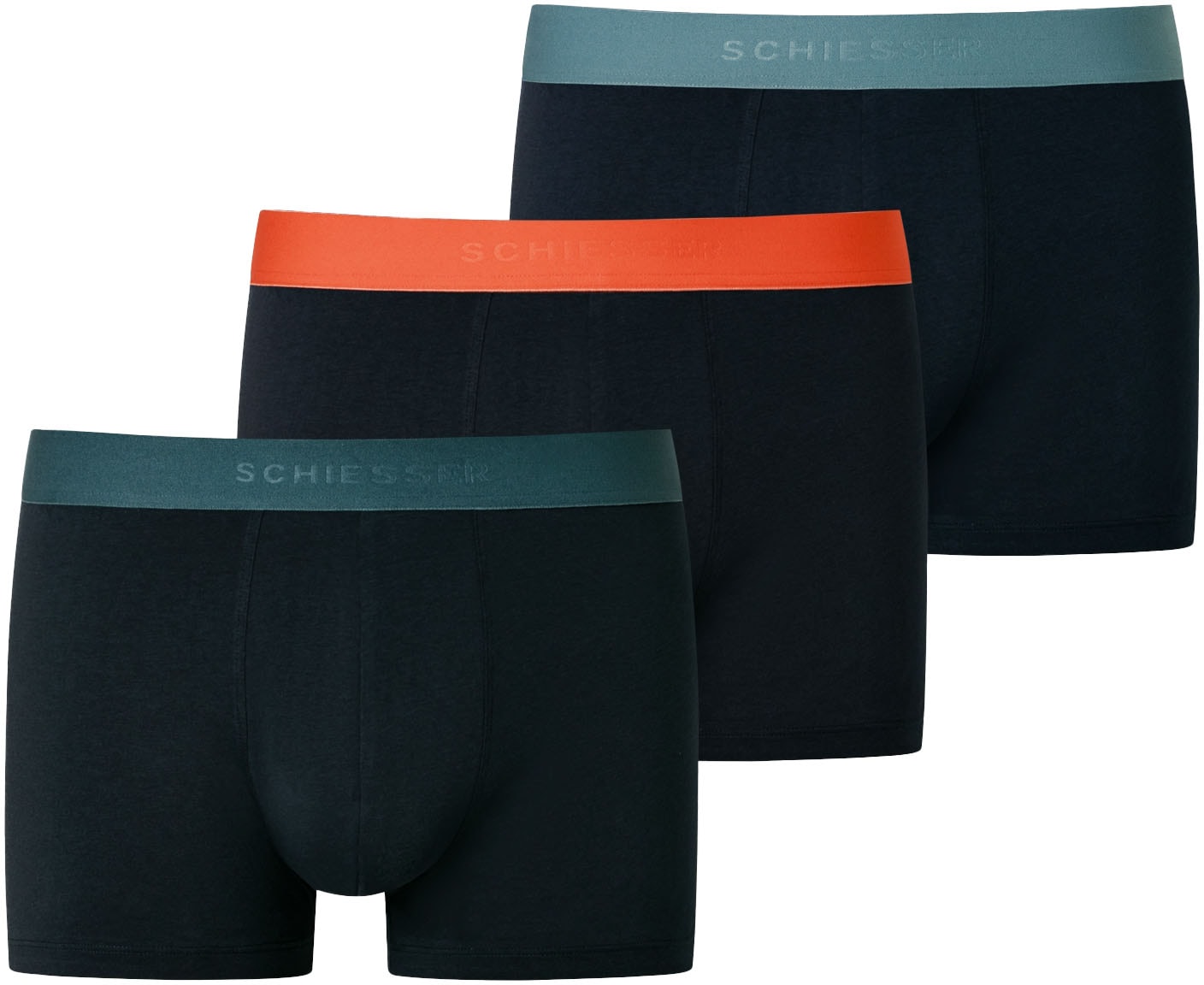 Schiesser Boxershorts ""95/5"", (3er-Pack), mit farblich abgesetztem, sportlichem Logo-Webgummibund