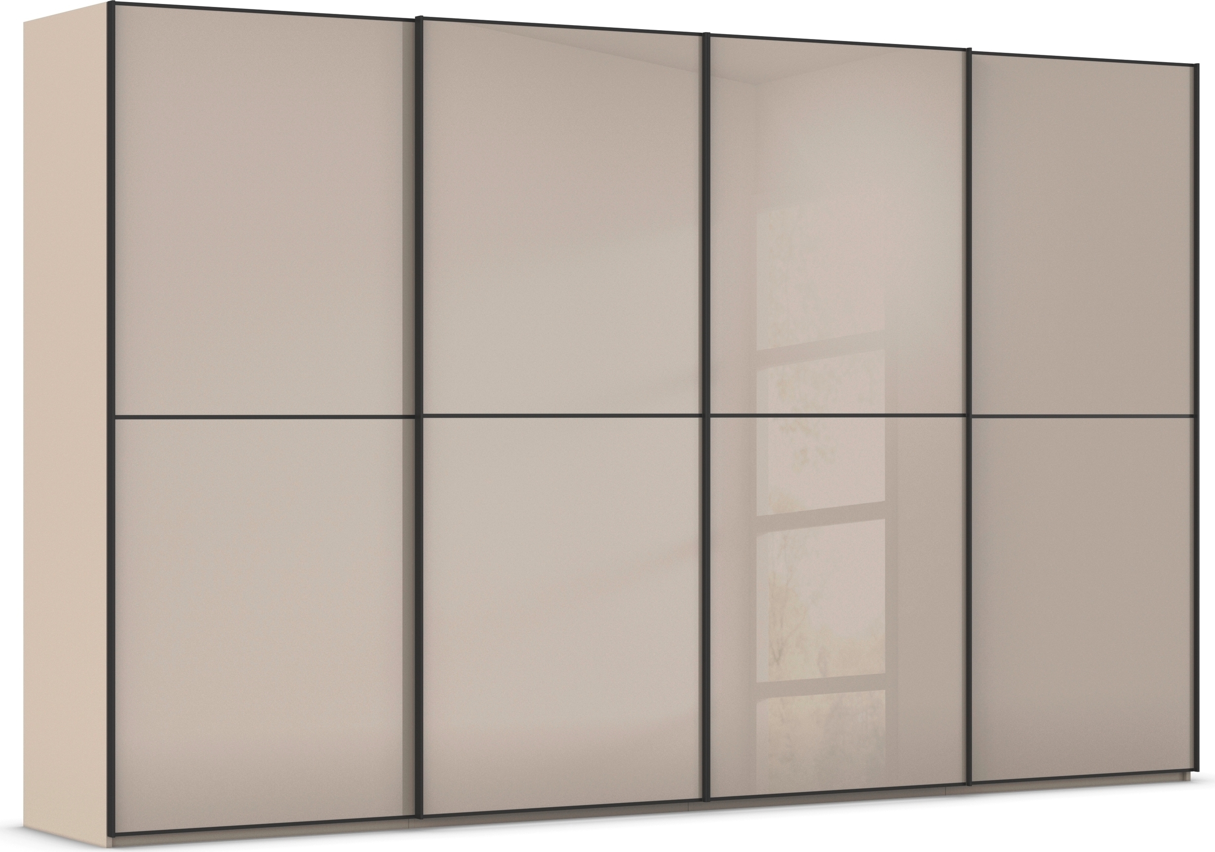 rauch Schwebetürenschrank "Kleiderschrank Schrank Garderobe Schlafzimmerschrank SCALE-DUO" edle zweigeteilte Türen Glas-Front mit 3 Zierleisten MADE IN GERMANY