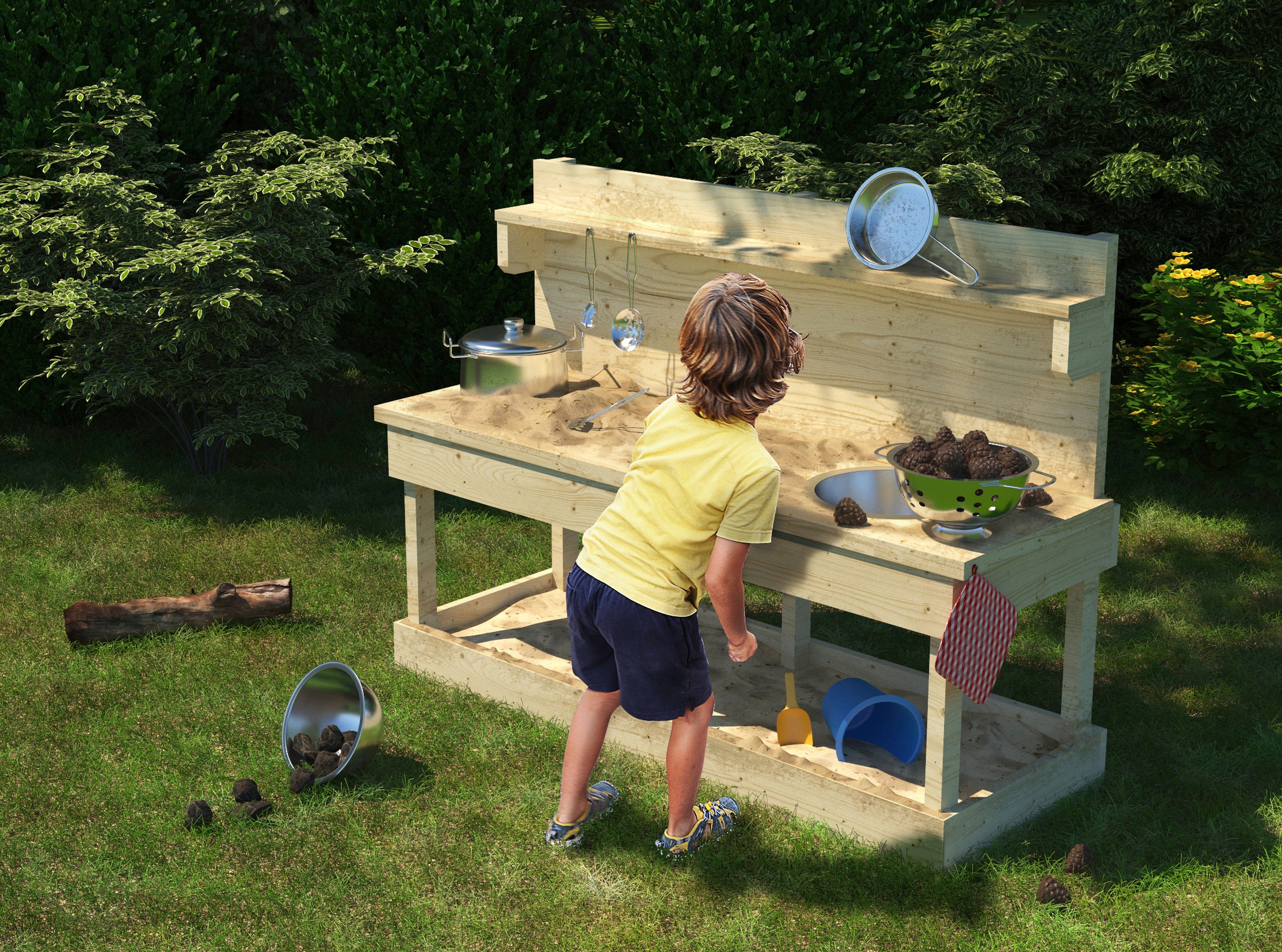 KONIFERA Outdoor-Spielküche »Joni«, BxT: 119x44 cm, inkl. Topfset