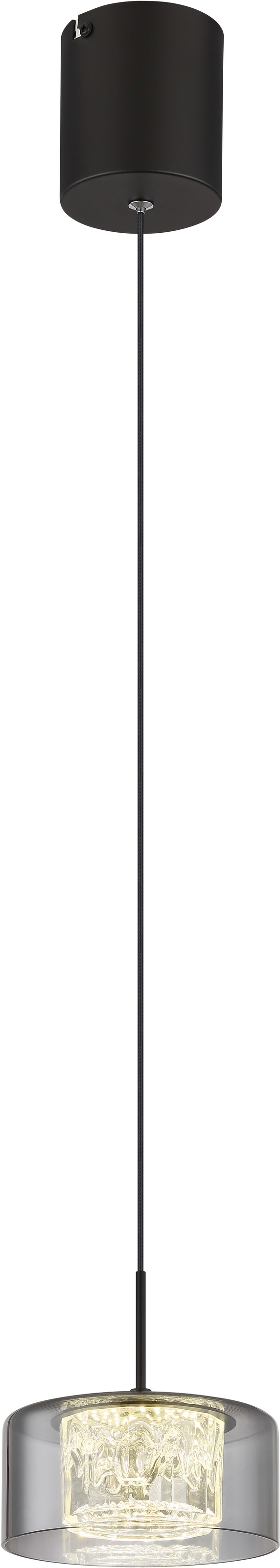 GLOBO LIGHTING LED Pendelleuchte "FOGSY", 1, Ø 15cm H: 150cm, 1 Stk.schwarz, Leuchten, Hängelampe/Pendelleuchte/Glas rauchfarben/Höhe kürzbar/Esstisch