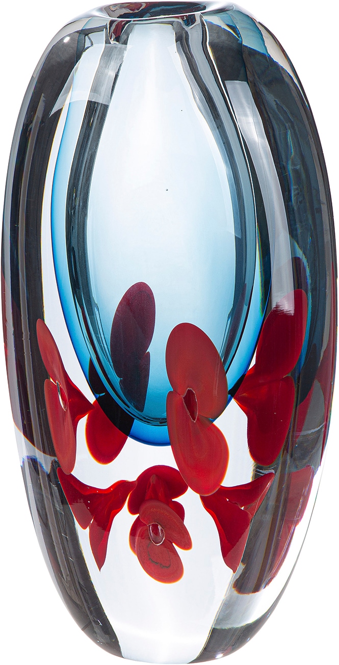 GILDE Tischvase "Vase Rose Blumenmotiv" Dekovase, Glas, Blumenvase, Blumenmotiv, romantisch, Designvase