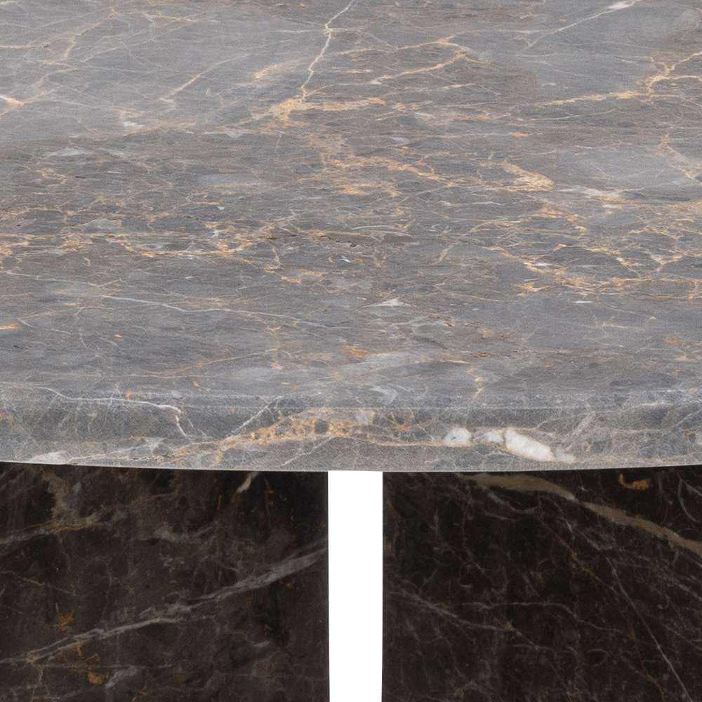 ACTONA GROUP Couchtisch »Vega«, Rund Couchtisch, V-förmig Gestell matt braun lackiert Marmor, Ø90x42cm