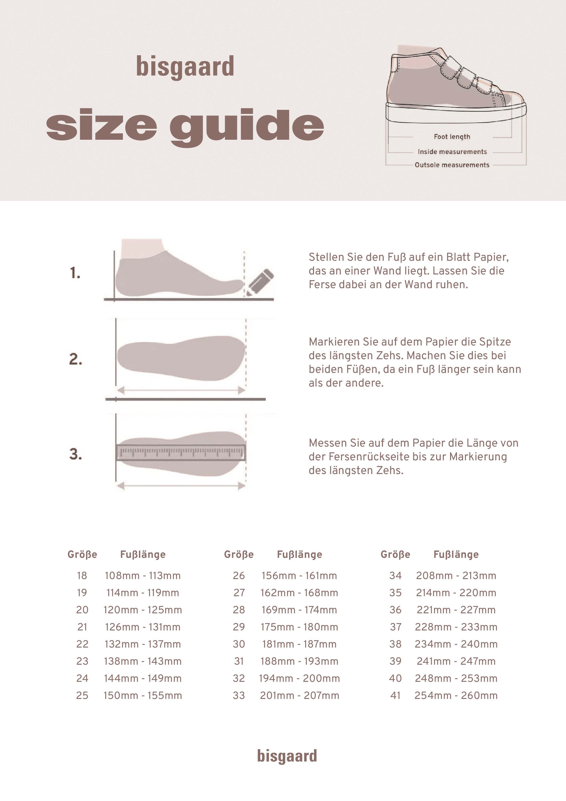 Bisgaard Gummistiefel »baby thermo rubber«, Regenstiefel mit Wollfutter, Größenschablone zum Download