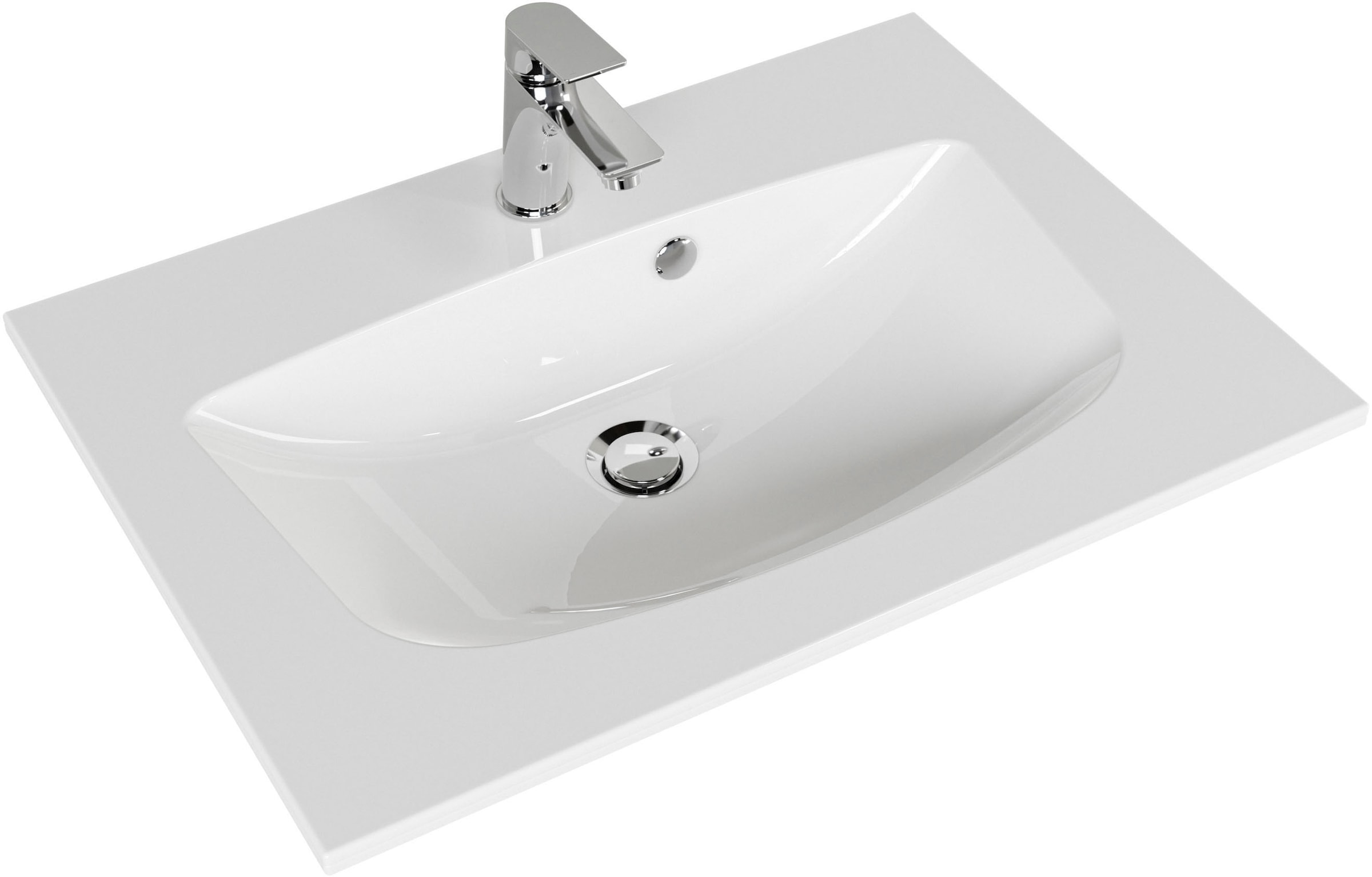 Saphir Waschtisch »Serie 6025 Mineralmarmor-Waschtisch mit Unterschrank, 67 cm breit«, Waschplatz mit 2 Schubladen, hängend, verschiedene Ausführungen