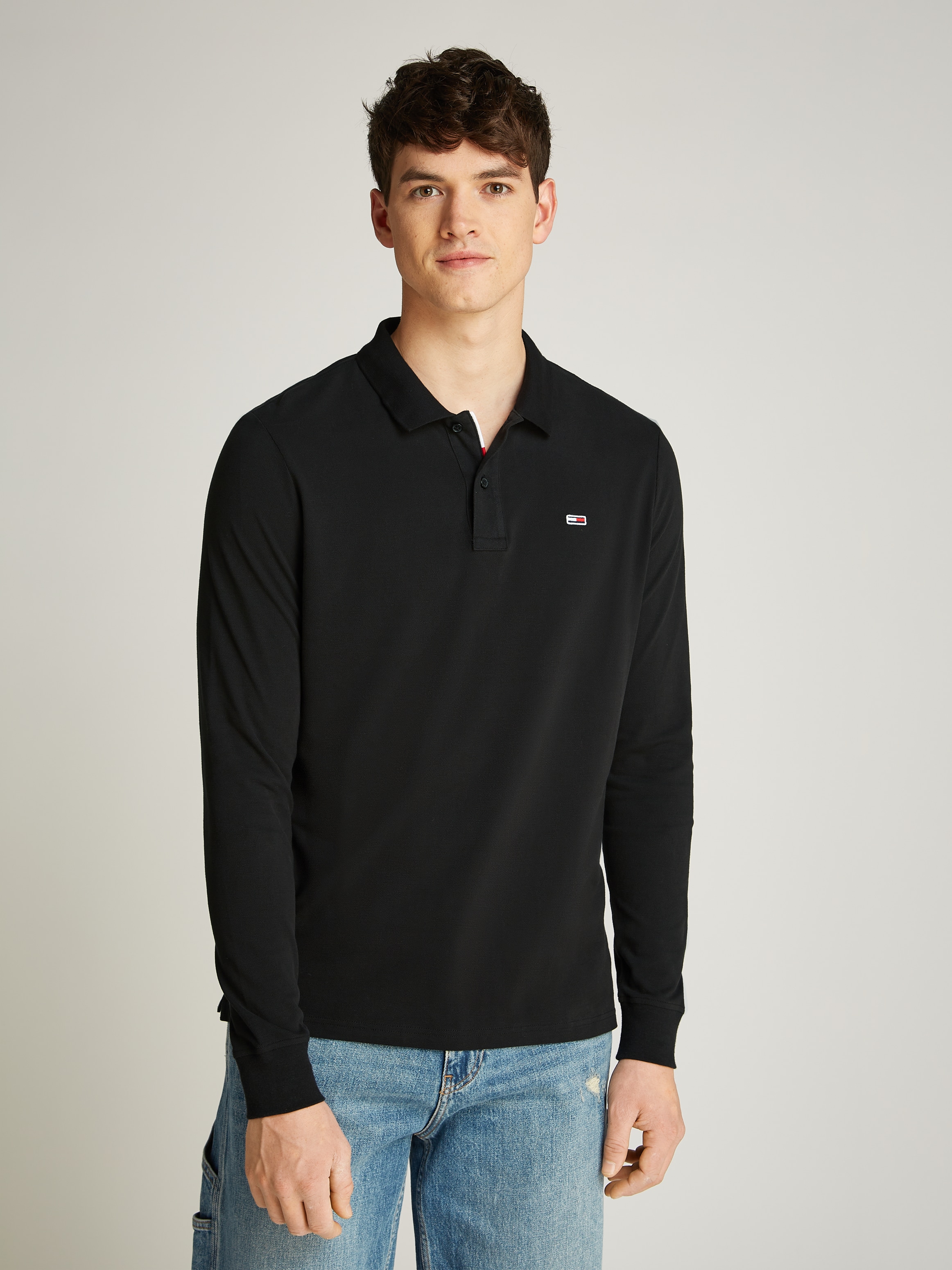 Tommy Jeans Poloshirt "TJM SLIM PLACKET POLO LS EXT", mit Logostickerei günstig online kaufen