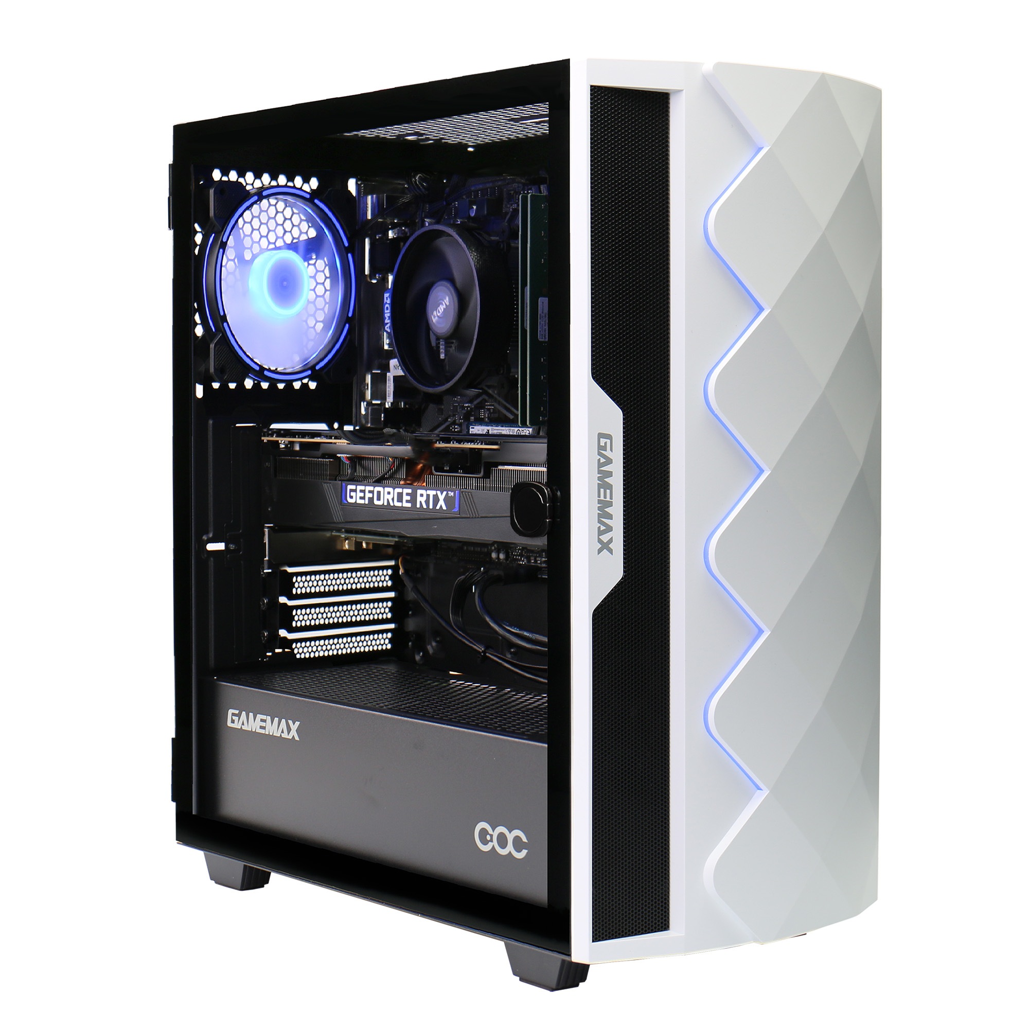 GAMEMAX PC-Komplettsystem »MegaDeal Gaming-PC-Set Diamond WT«, (inkl. Maus, Tastatur & Headset), Windows 11 + MSI G32C4 E2 Monitor Curved 80cm (32")