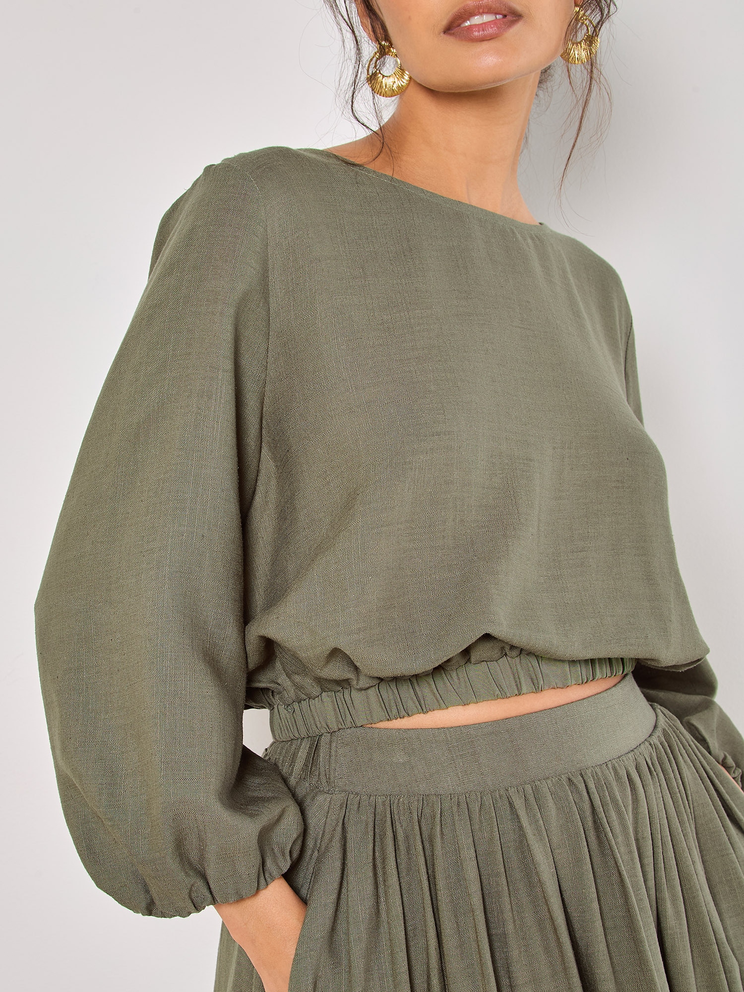 Apricot Klassische Bluse »Crop-Top« mit Ballonärmeln