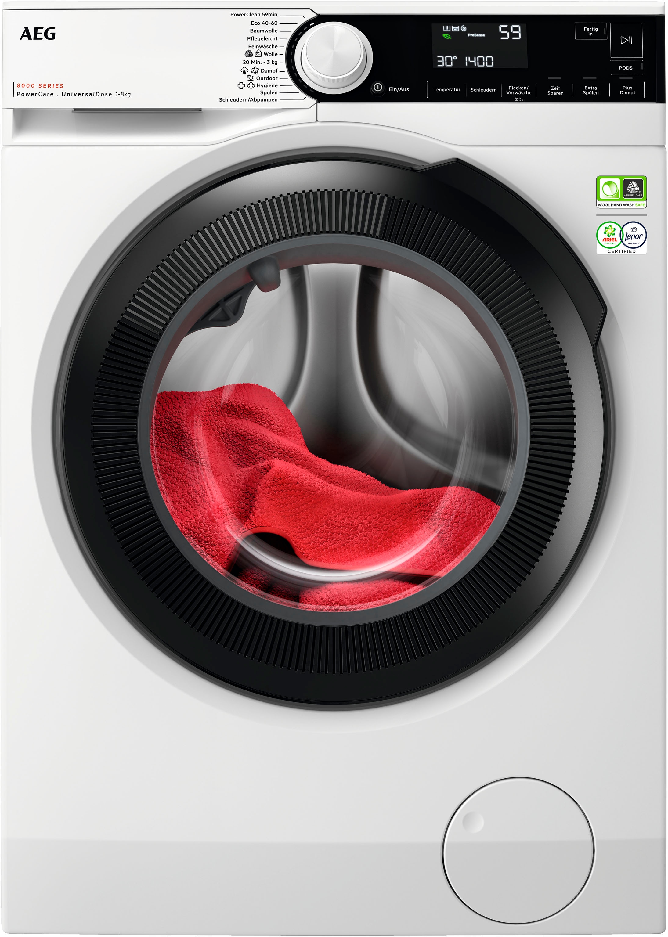 AEG Waschmaschine "LR8E70480" 8 kg 1400 U/min Dampf-Funktion günstig online kaufen