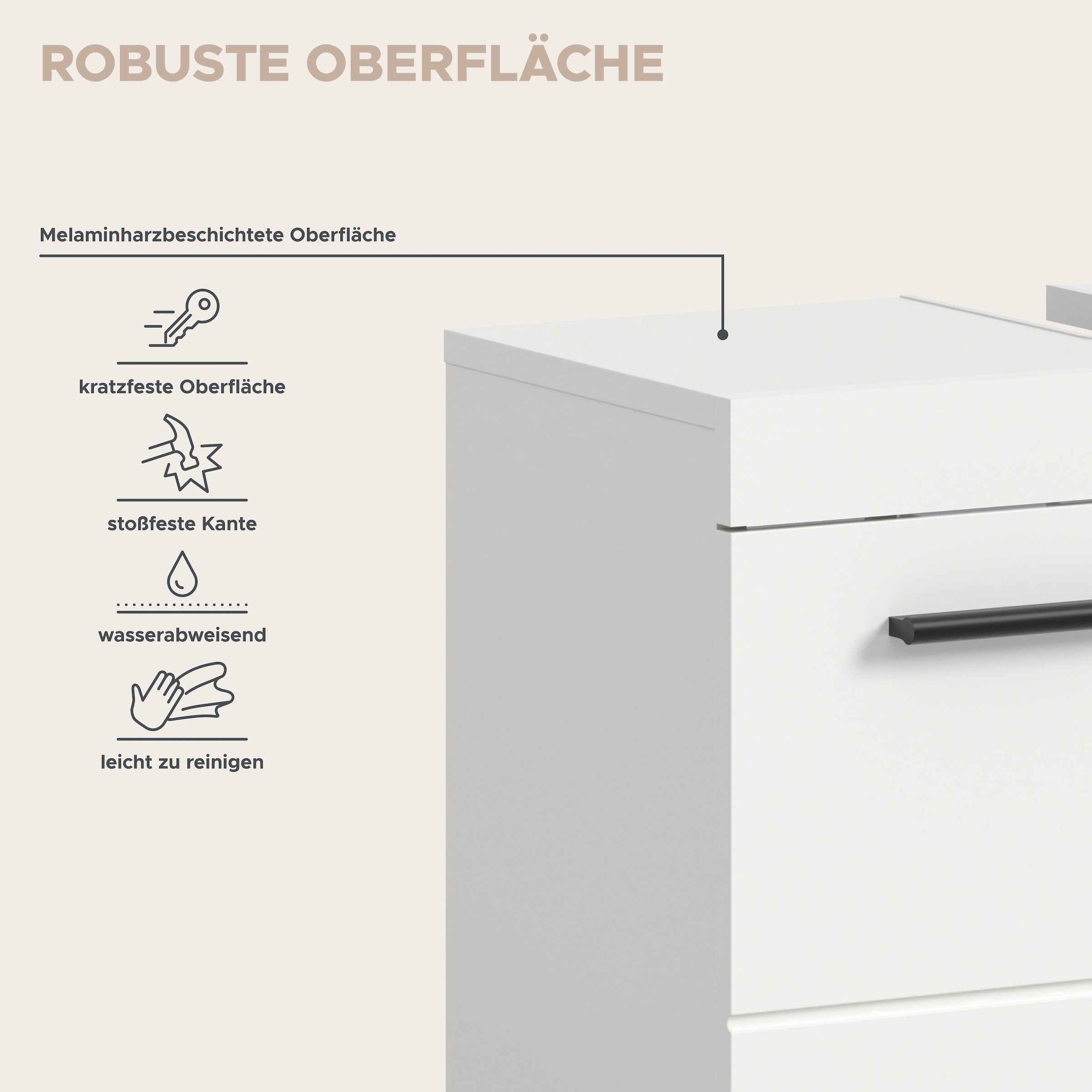 welltime Badmöbel-Set »AVON, Breite 60 cm, 2-tlg. Bad-Kombi auf Rollen, inkl. Beleuchtung« best. aus: Waschbeckenunterschrank & Spiegelschrank inkl. Beleuchtung, 2 Stk. tlg.