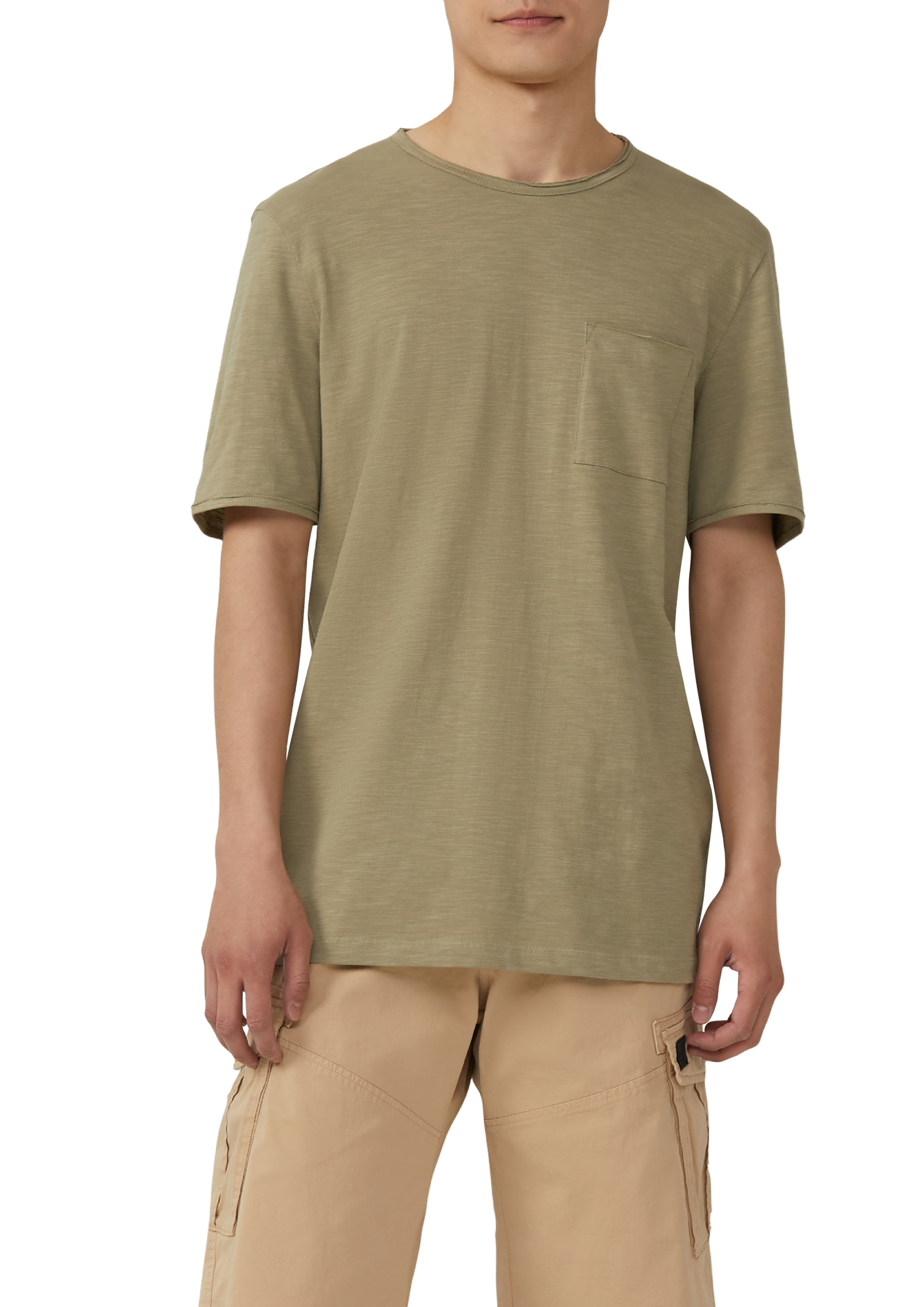 s.Oliver T-Shirt, mit Brusttasche und offenen Kanten günstig online kaufen