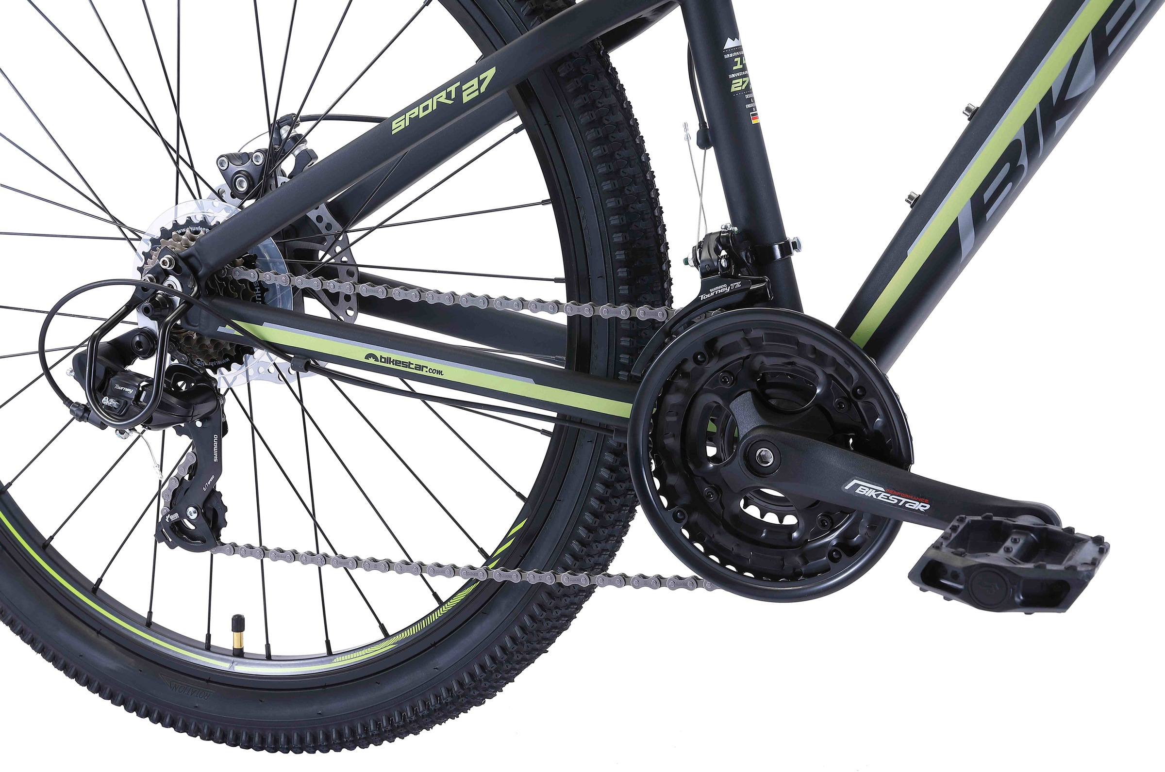 Bikestar Mountainbike, 21 Gang, Shimano, RD-TY300 Schaltwerk, Kettenschaltung, für Damen und Herren, Kettenschaltung