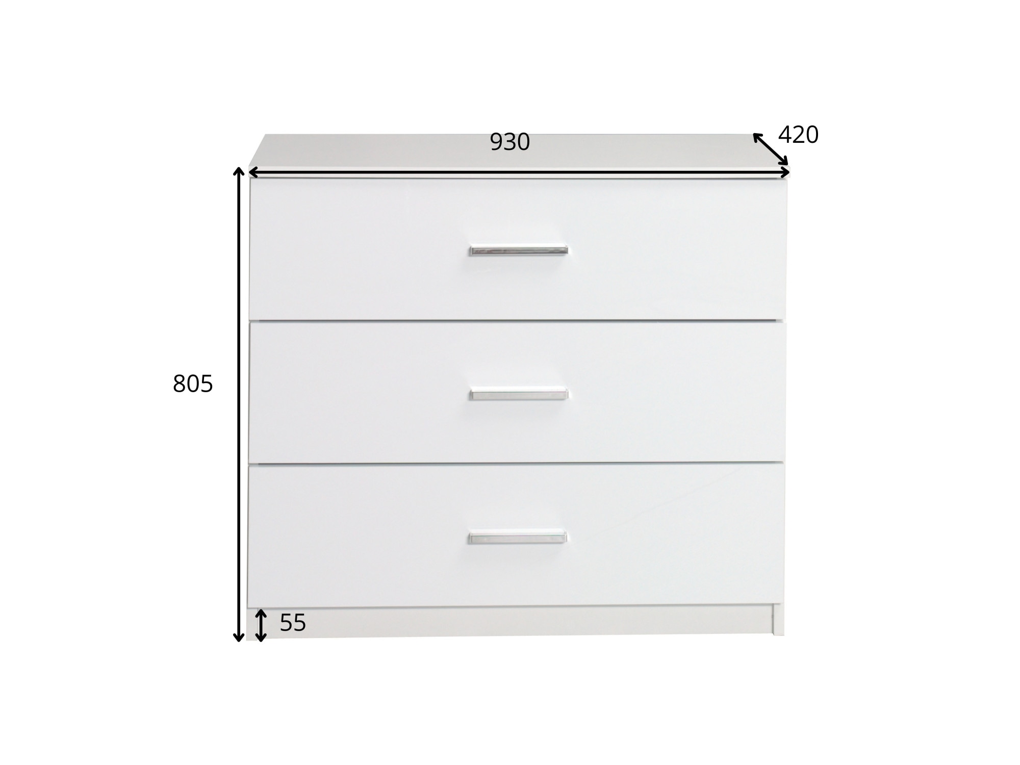 Home affaire Kommode »LANDERY Sideboard mit 3 Schubladen, weiß hochglänzend« Schubladenschrank mit viel Stauraum, Maße B/T/H: 93/42/80,5 cm